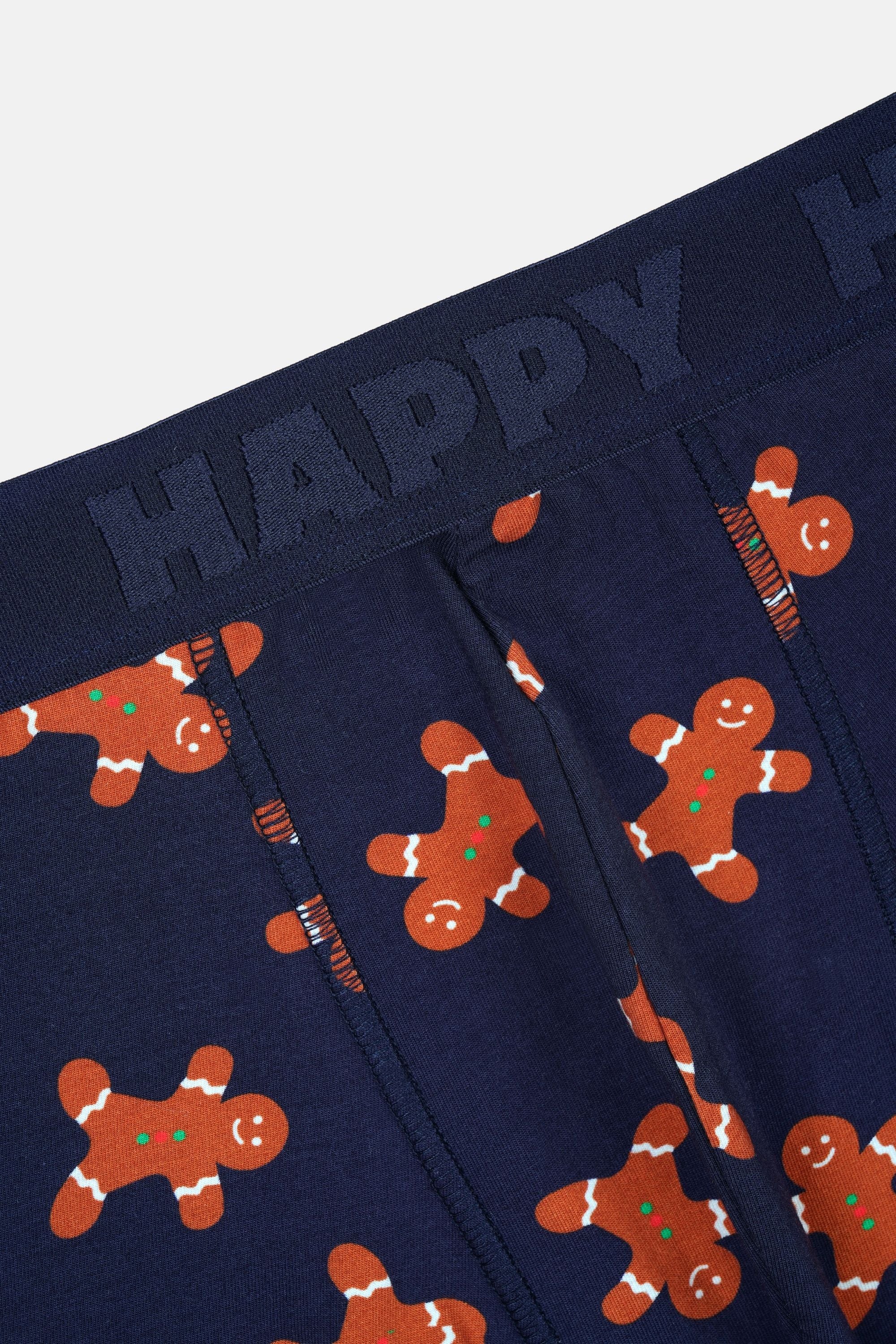 Happy Socks -  Erkek Lacivert Kurabiye Desenli Boxer