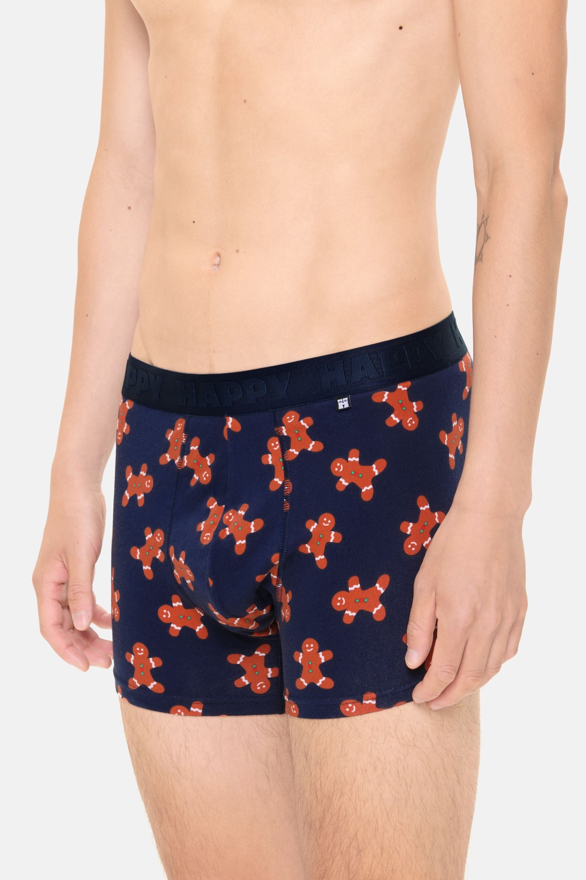 Happy Socks -  Erkek Lacivert Kurabiye Desenli Boxer