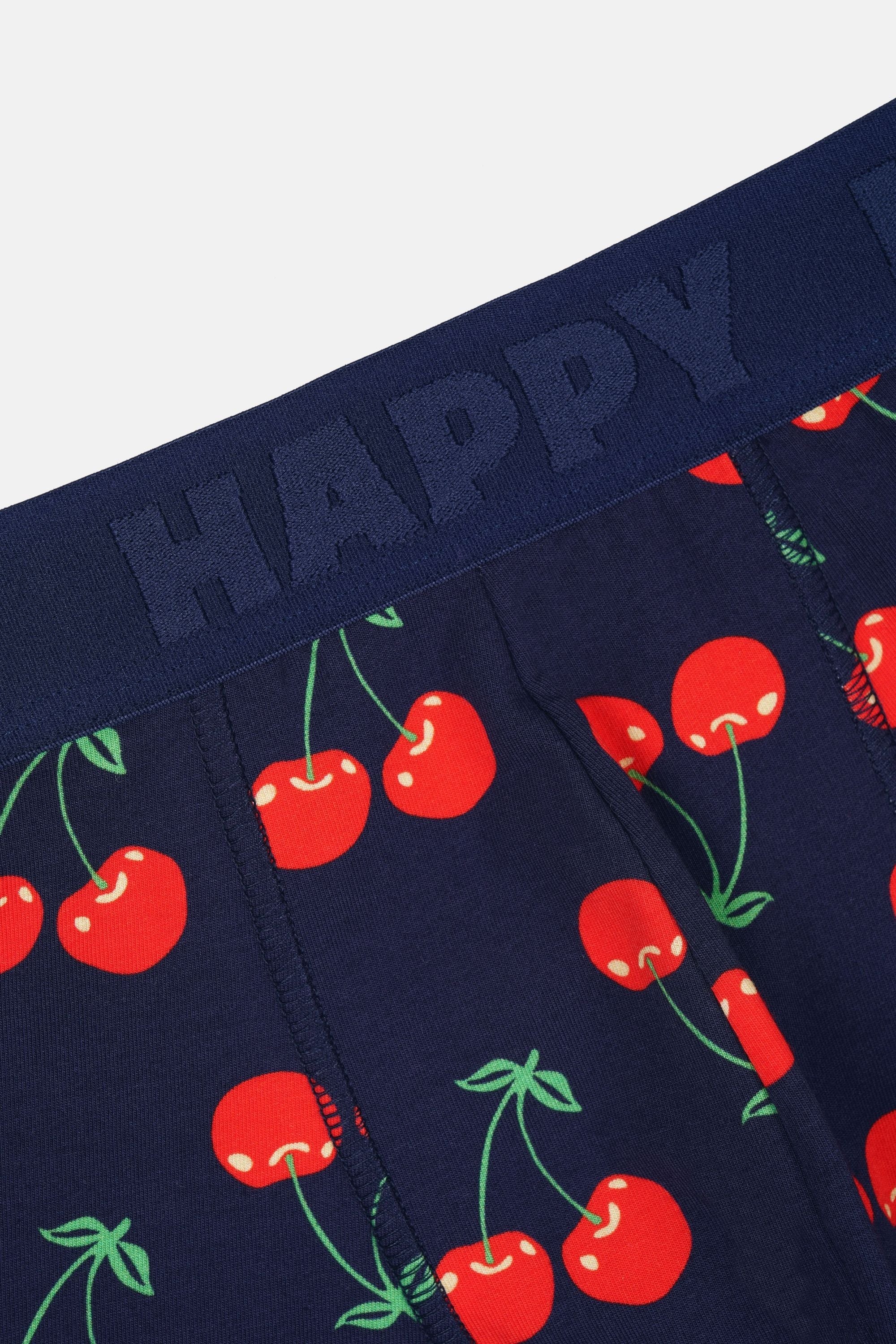 Happy Socks -  Erkek Lacivert Kiraz Desenli Boxer