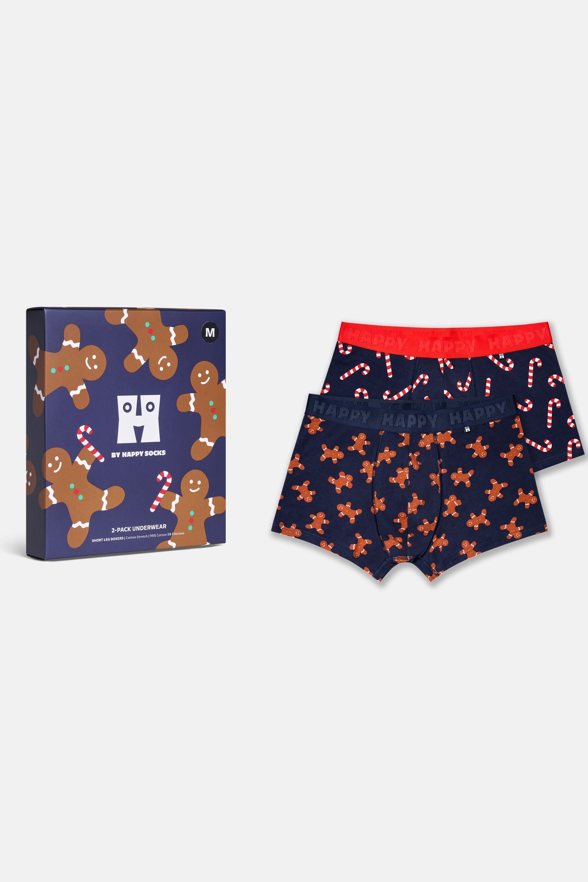 Happy Socks - Erkek Lacivert Baston Şeker ve Kurabiye 2'li Boxer Seti