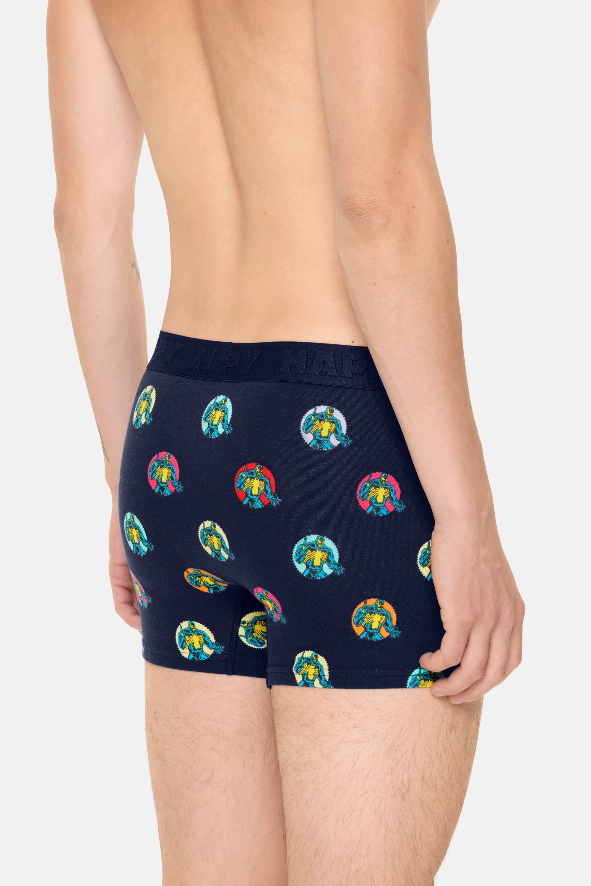 Happy Socks -  Erkek Lacivert Süper Kahraman Desenli Boxer