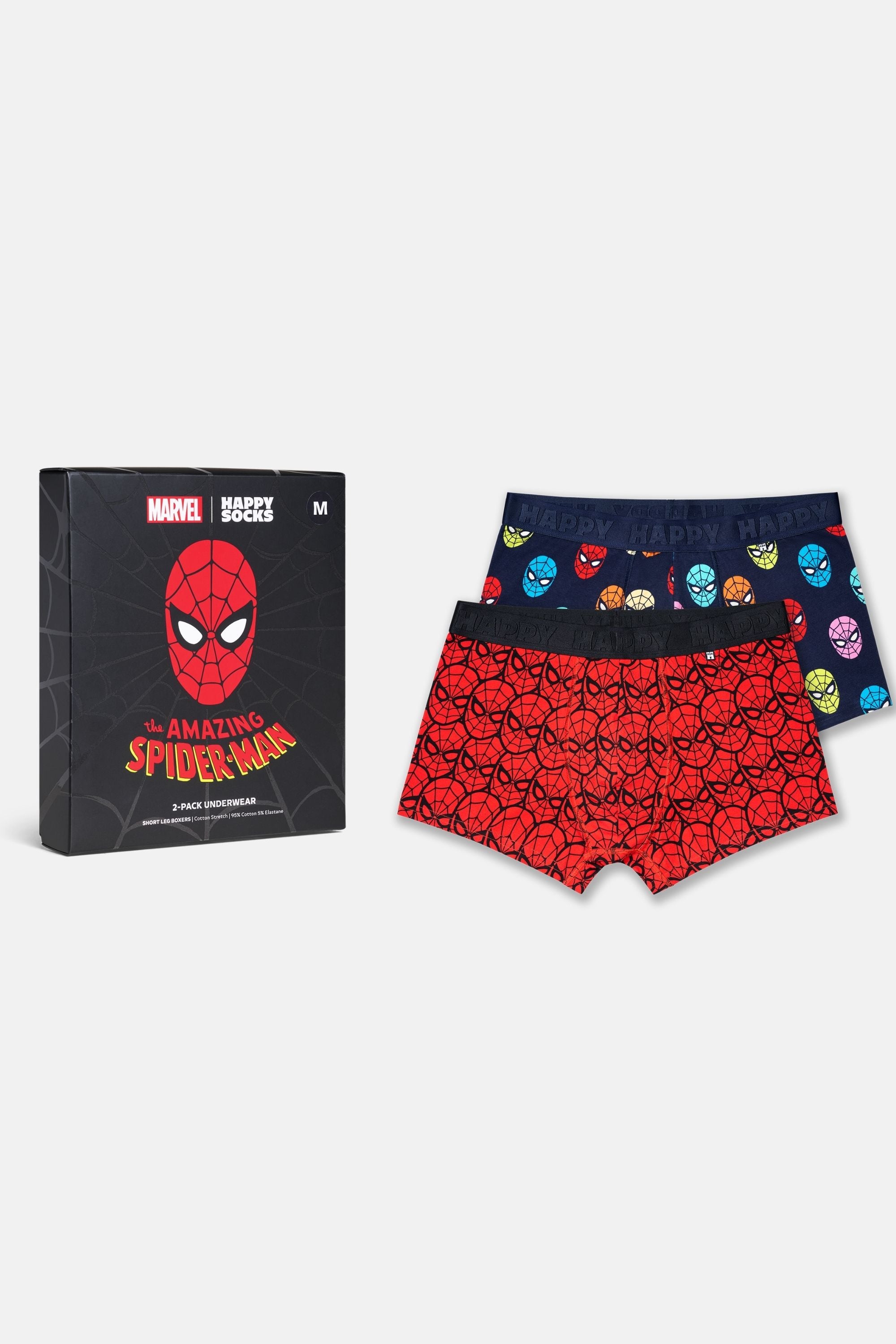 Happy Socks -  Erkek Çok Renkli Spıder-Man Desenli 2'li Boxer Seti