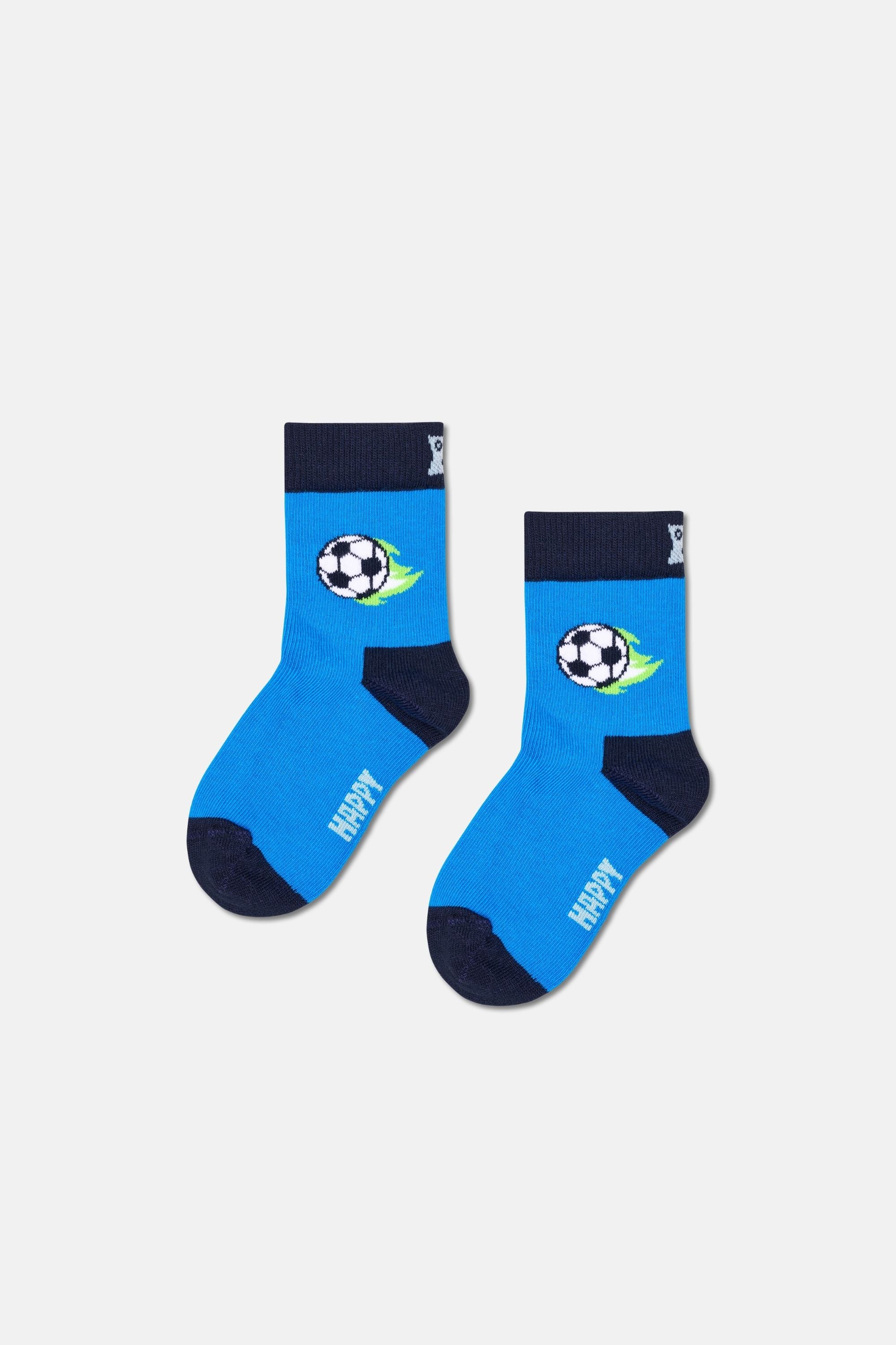 Happy Socks - Çocuk Çok Renkli Futbol Desenli 3'lü Pamuklu Çorap Seti