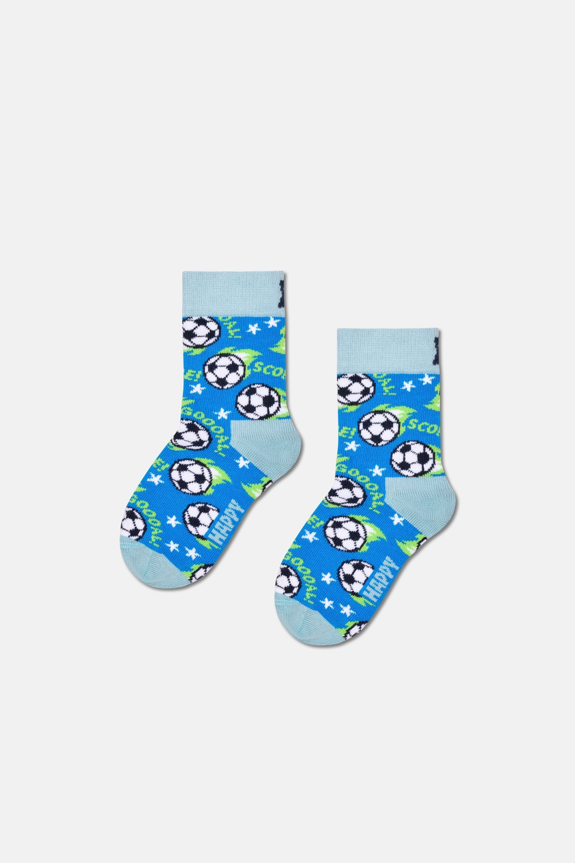 Happy Socks - Çocuk Çok Renkli Futbol Desenli 3'lü Pamuklu Çorap Seti
