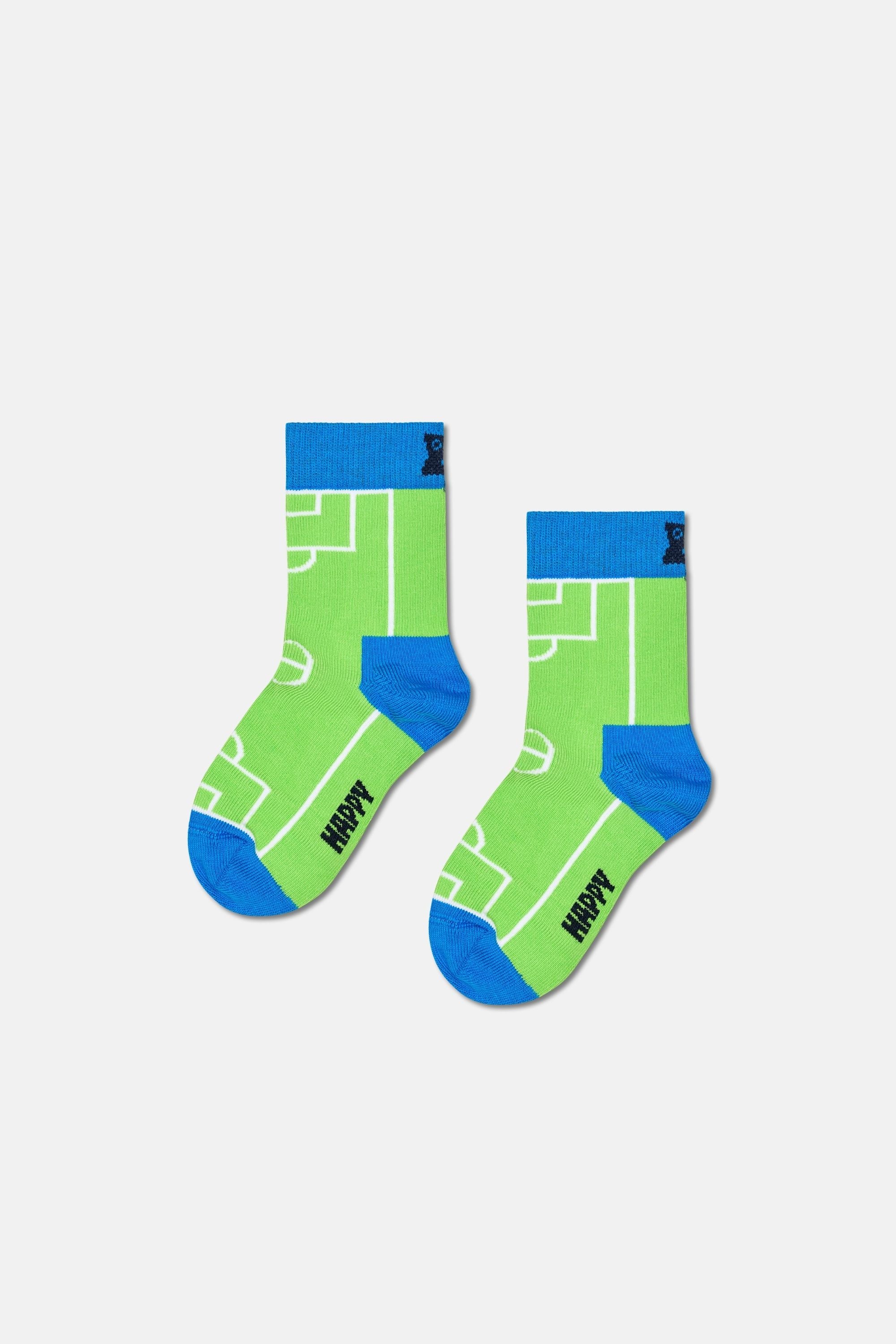 Happy Socks - Çocuk Çok Renkli Futbol Desenli 3'lü Pamuklu Çorap Seti