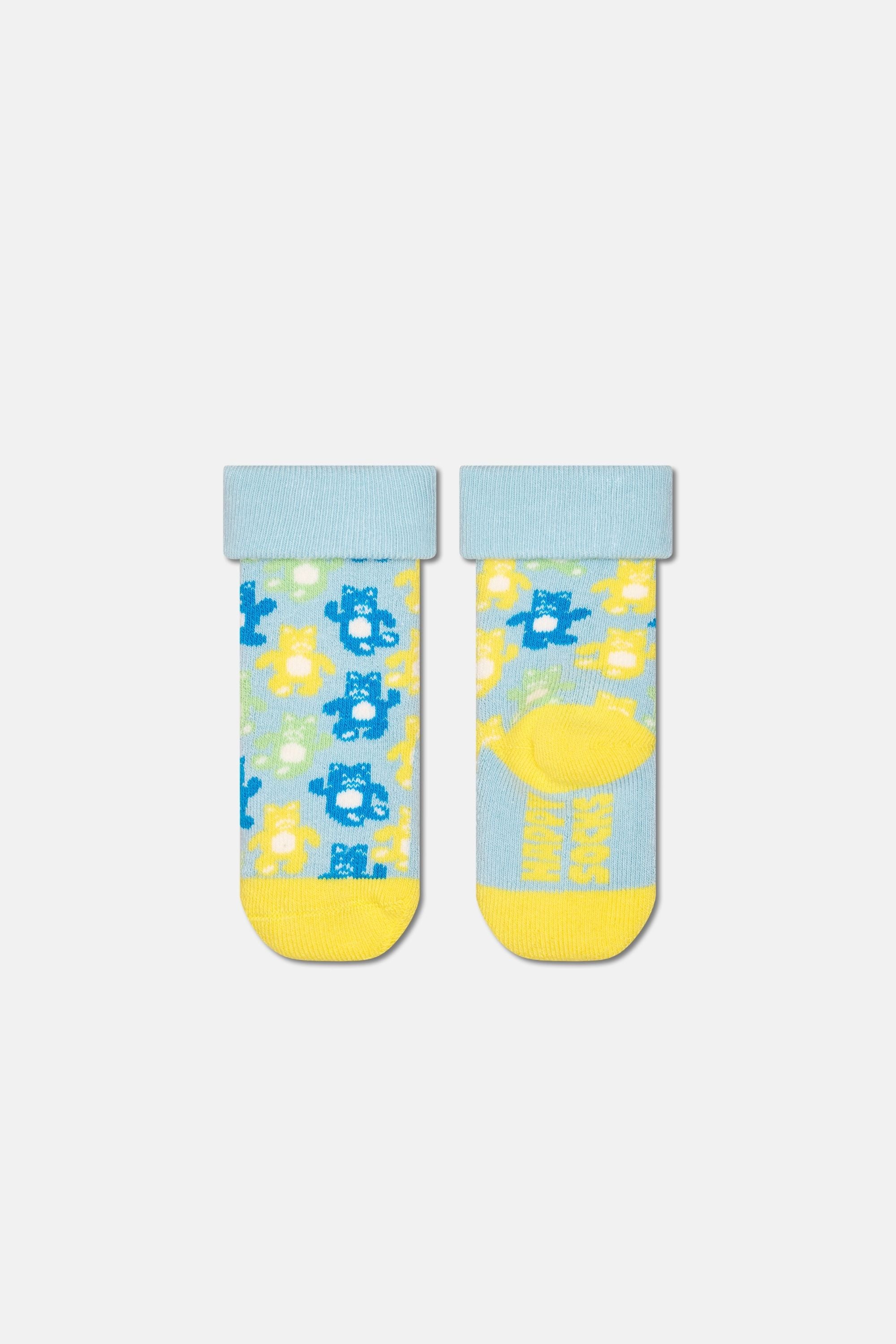 Happy Socks - Çocuk Çok Renkli Küçük Ayı Desenli 3'lü Pamuklu Çorap Seti