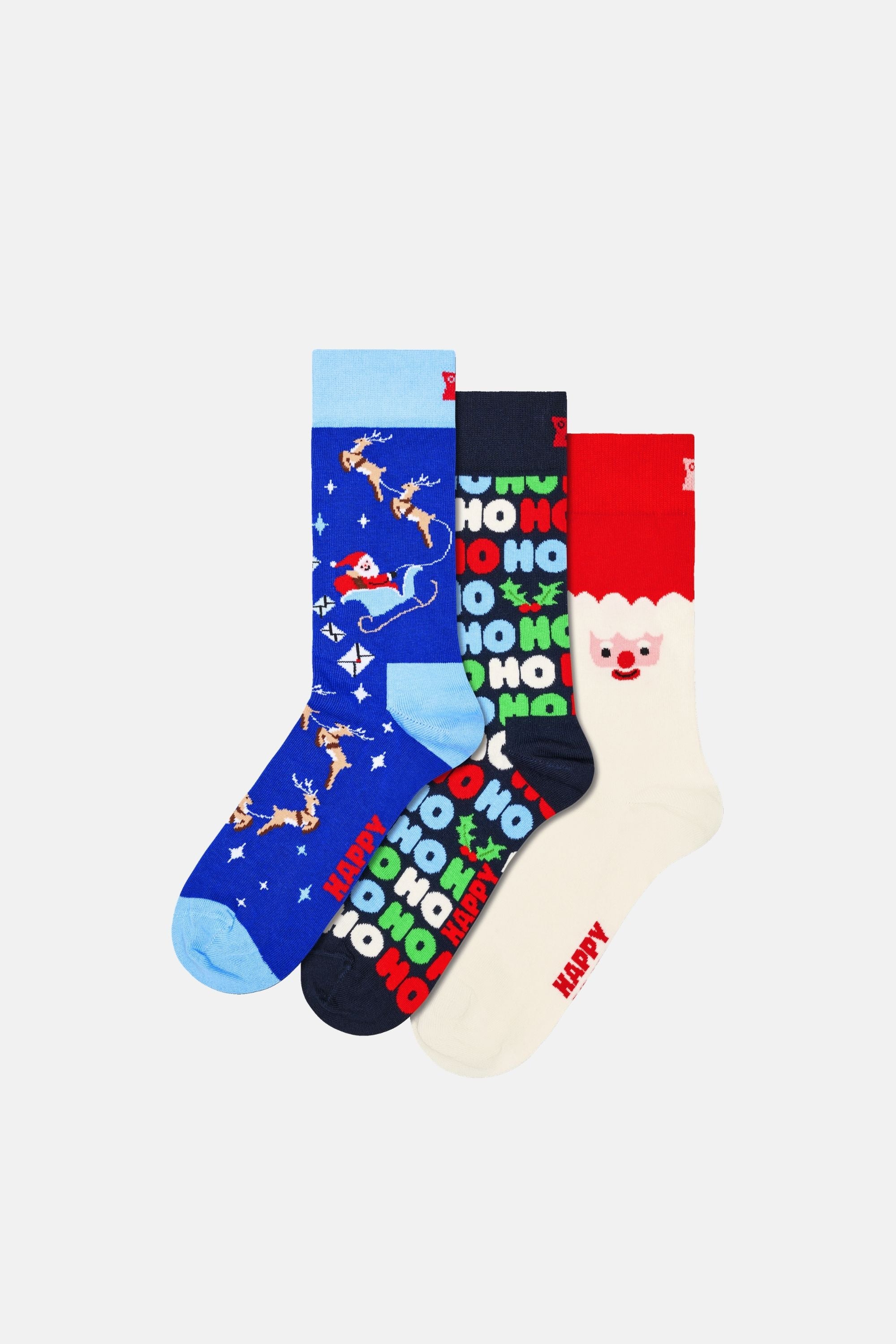 Happy Socks - Çok Renkli Kutlama Desenli 3'lü Pamuklu Çorap Seti