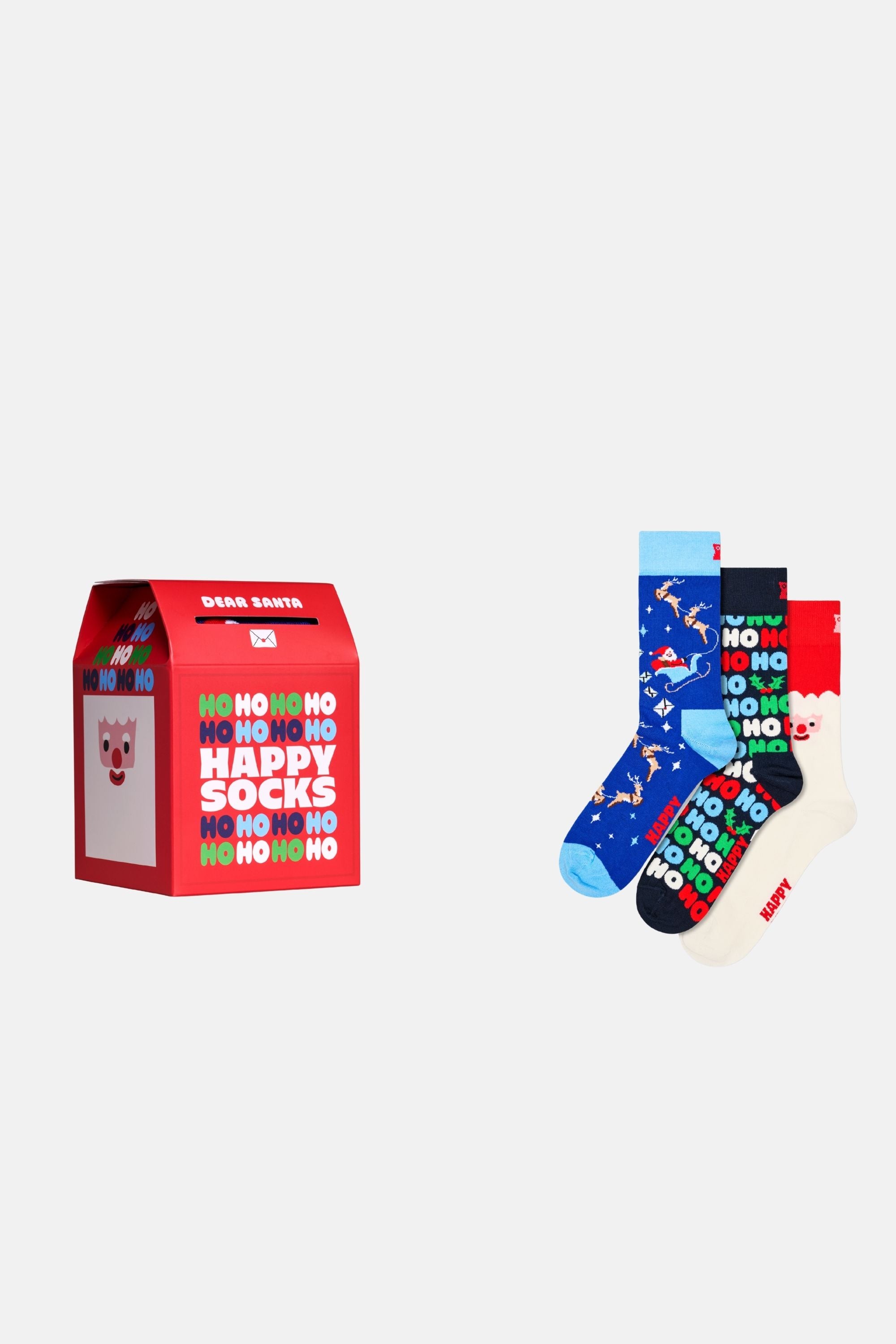 Happy Socks - Çok Renkli Kutlama Desenli 3'lü Pamuklu Çorap Seti