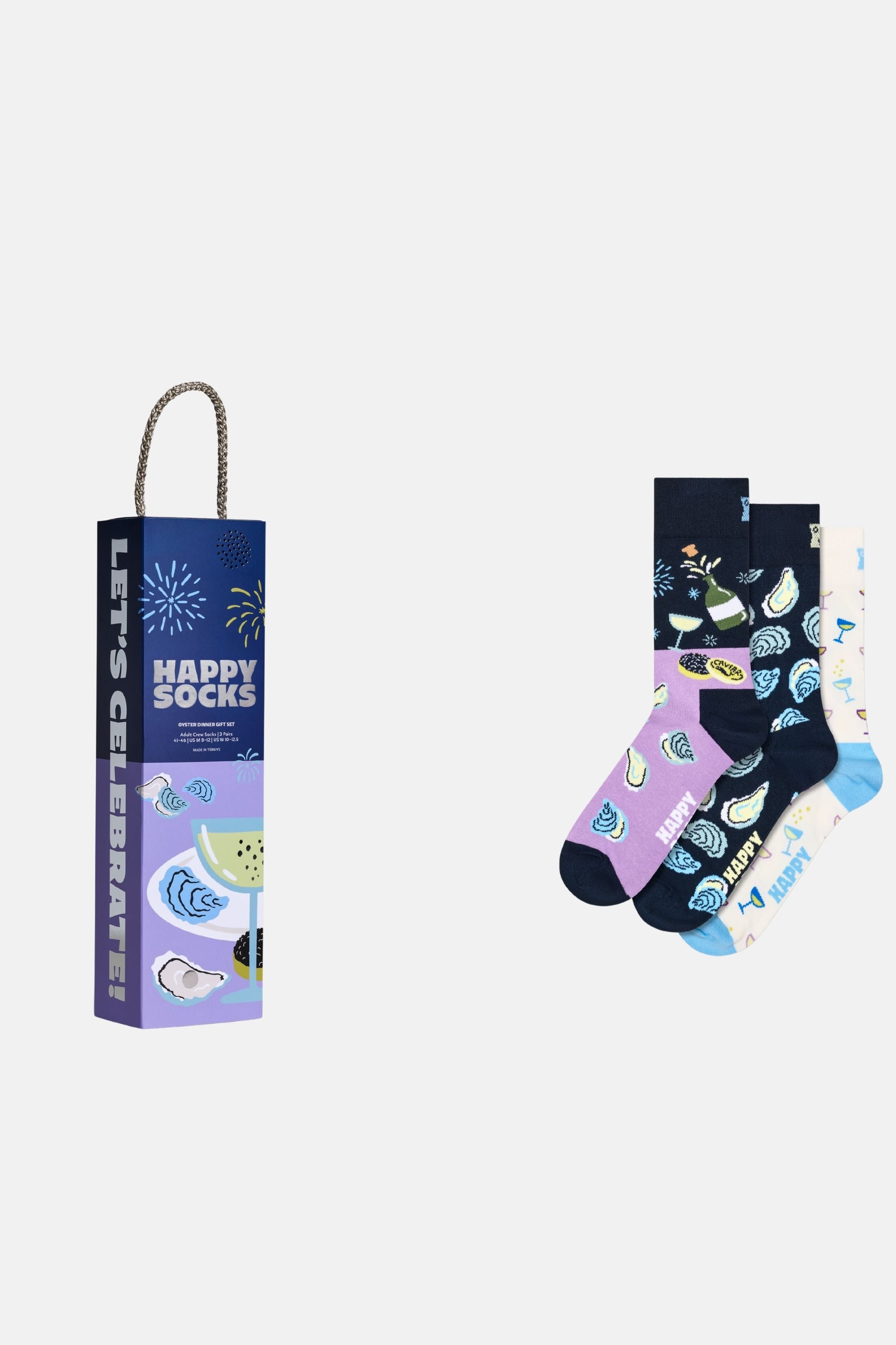 Happy Socks - Çok Renkli İstiridye Desenli 3'lü Pamuklu Çorap Seti