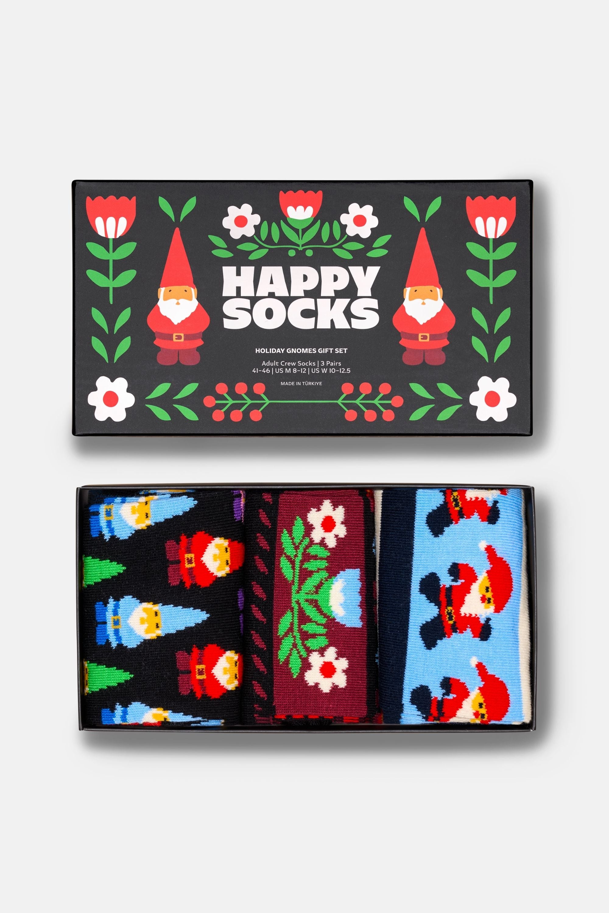 Happy Socks - Çok Renkli Kutlama Desenli 3'lü Pamuklu Çorap Seti