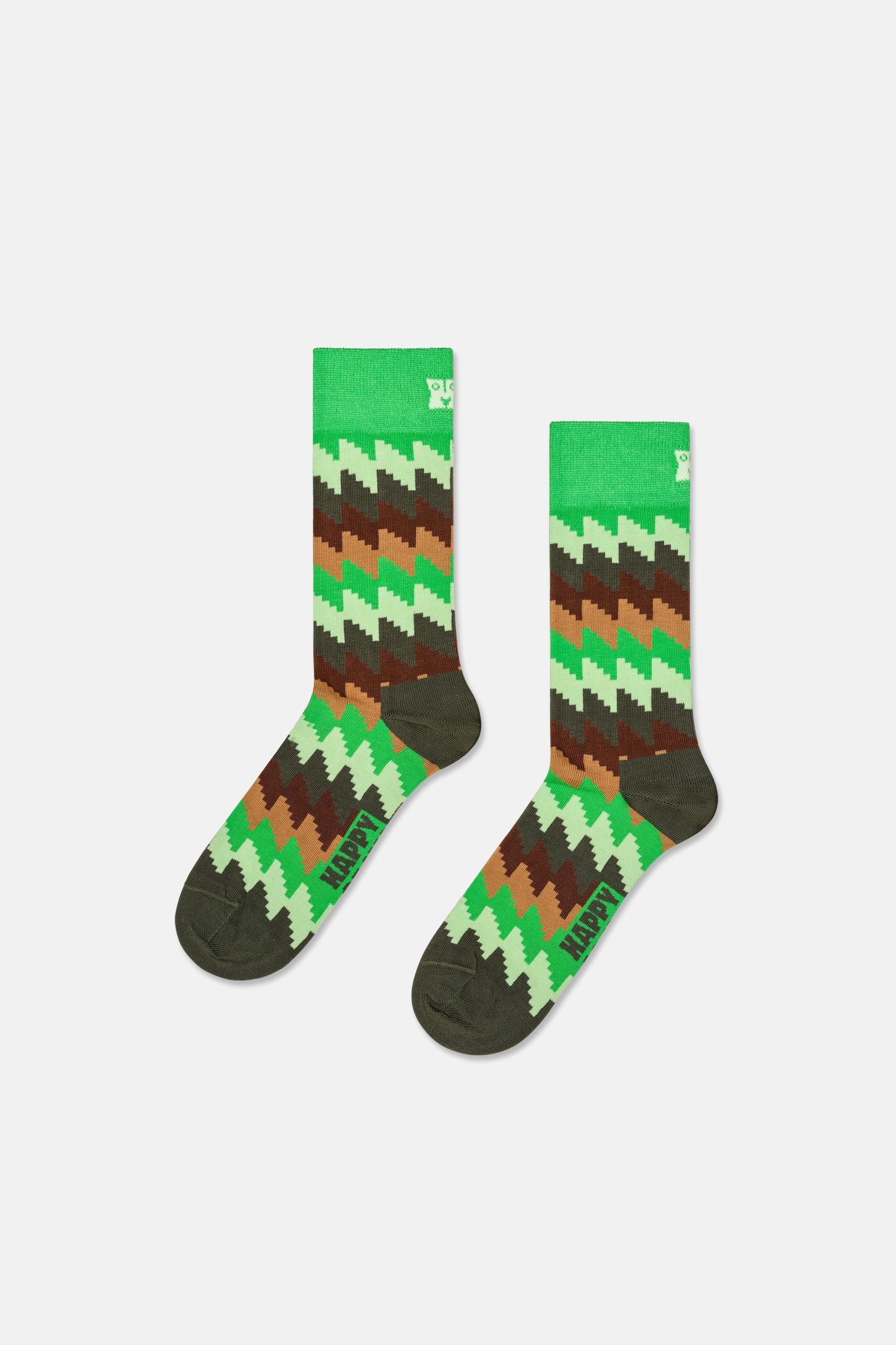 Happy Socks - Çok Renkli Doğa Desenli 3'lü Pamuklu Çorap Seti