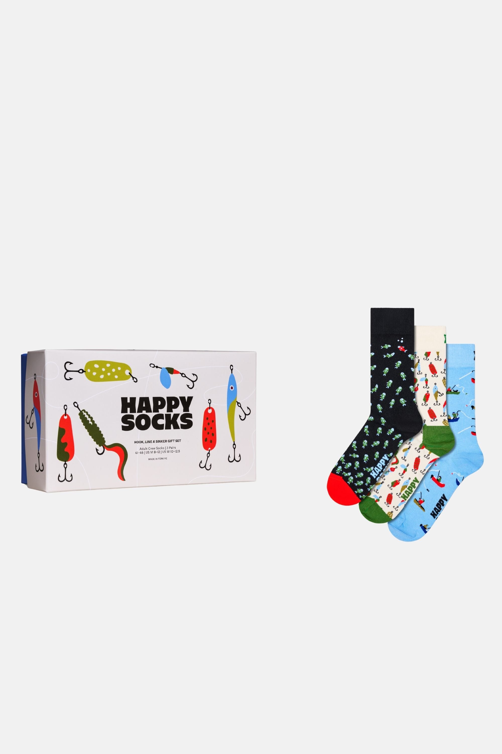 Happy Socks - Çok Renkli Balık Desenli 3'lü Pamuklu Çorap Seti