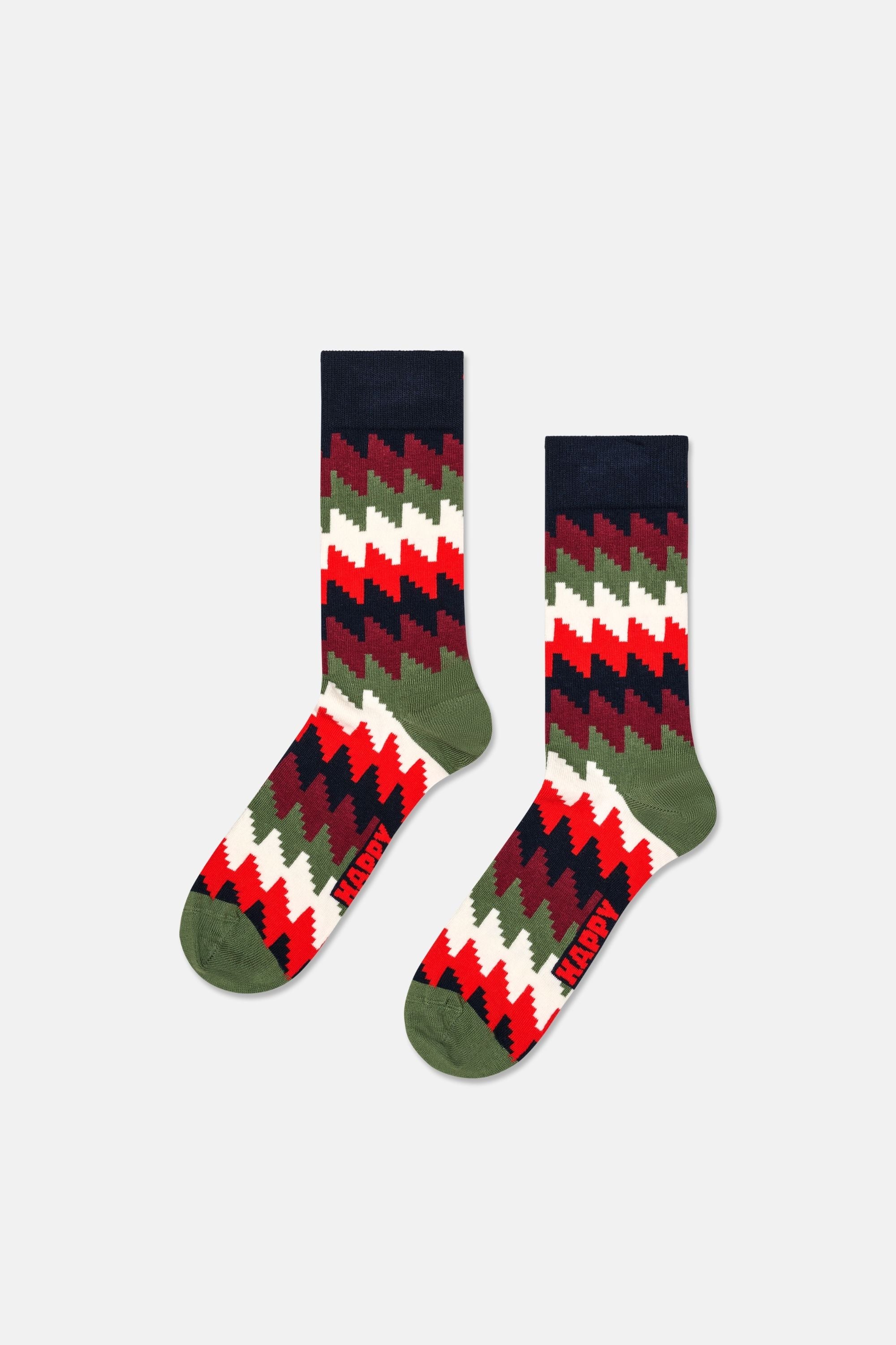 Happy Socks - Çok Renkli Nokta ve Çizgi Desenli 4'lü Pamuklu Çorap Seti