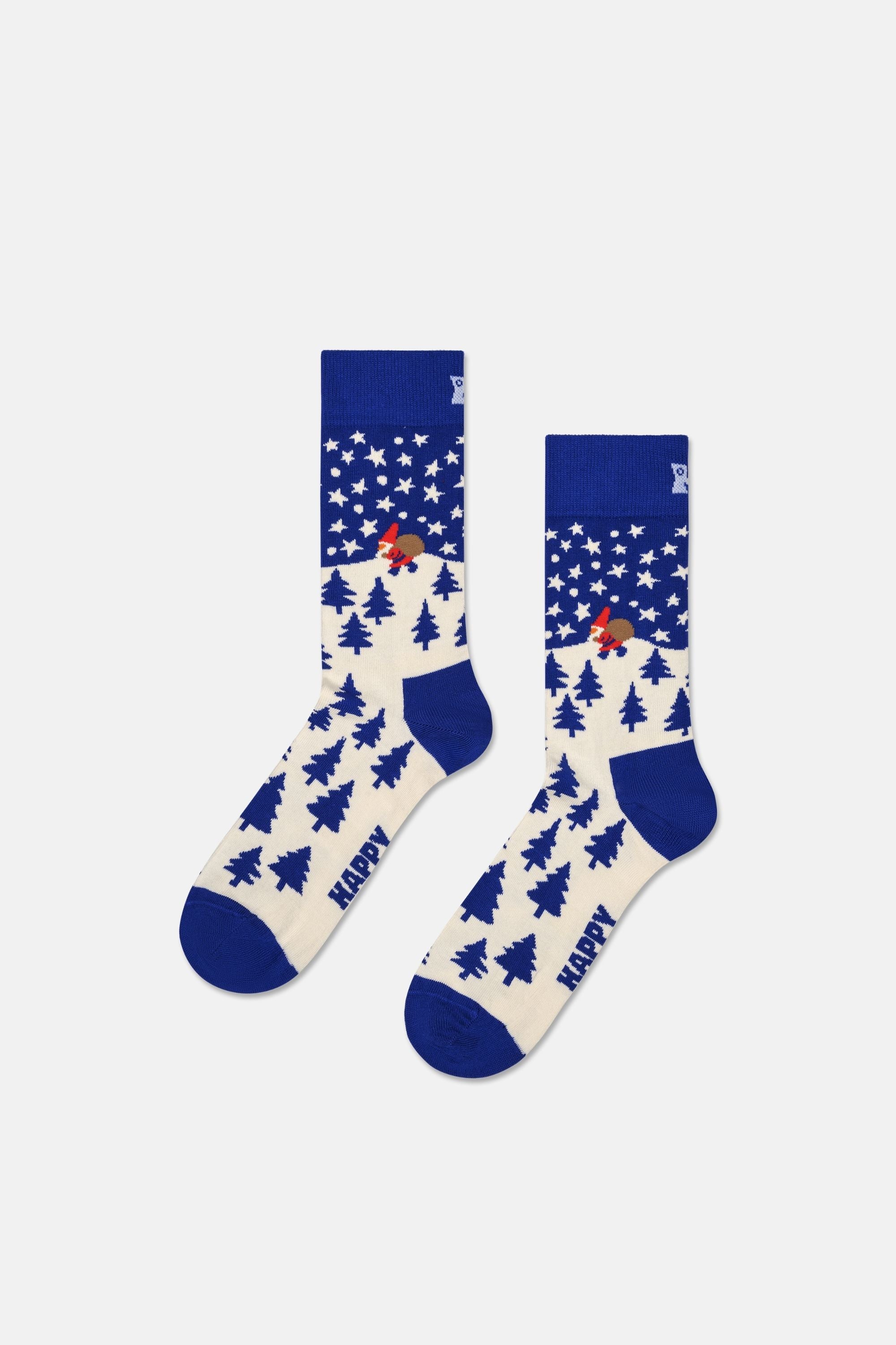 Happy Socks - Mavi Kutlama Desenli 2'li Pamuklu Çorap Seti