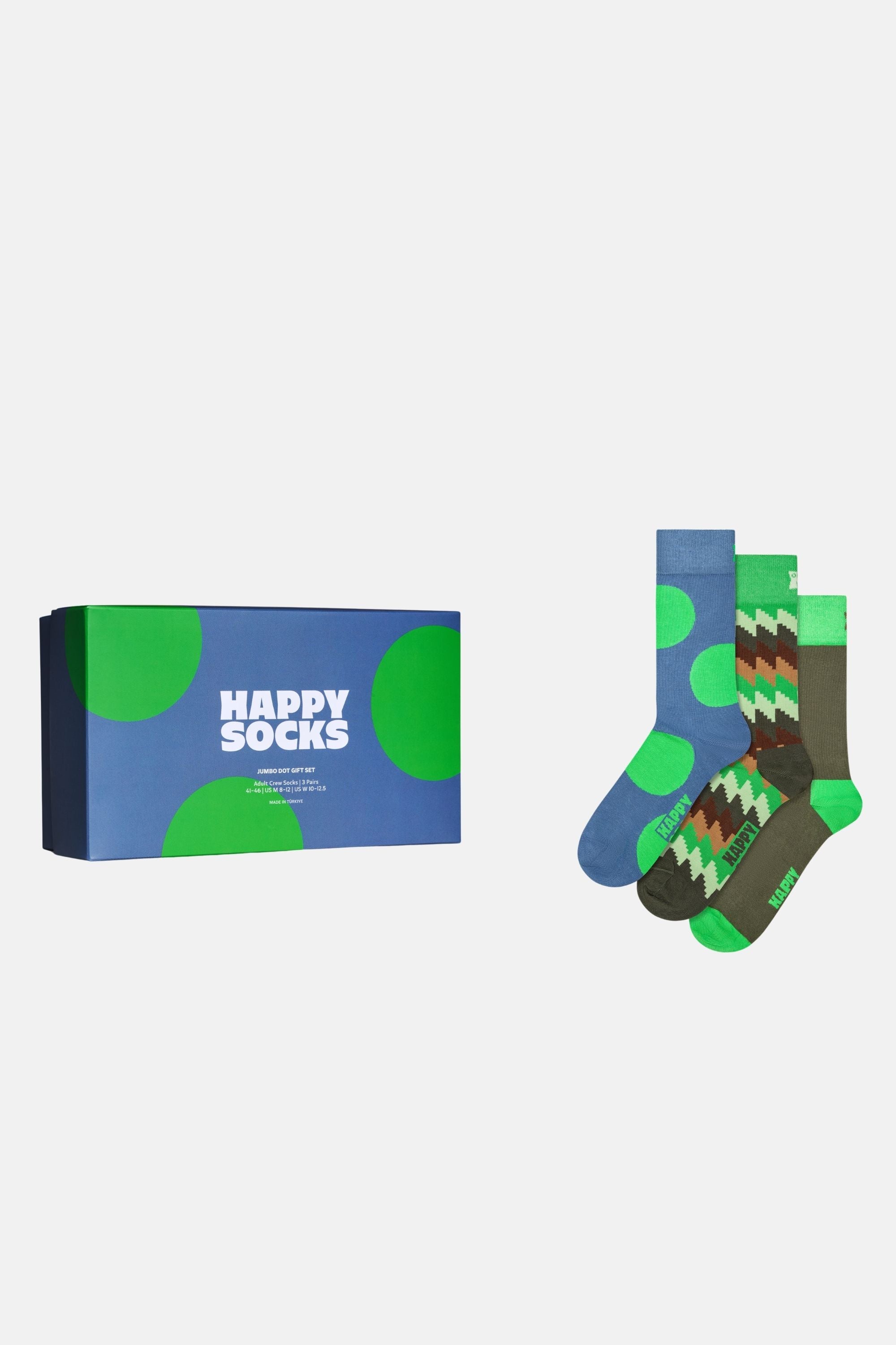 Happy Socks - Çok Renkli Karışık Desenli 3'lü Pamuklu Çorap Seti