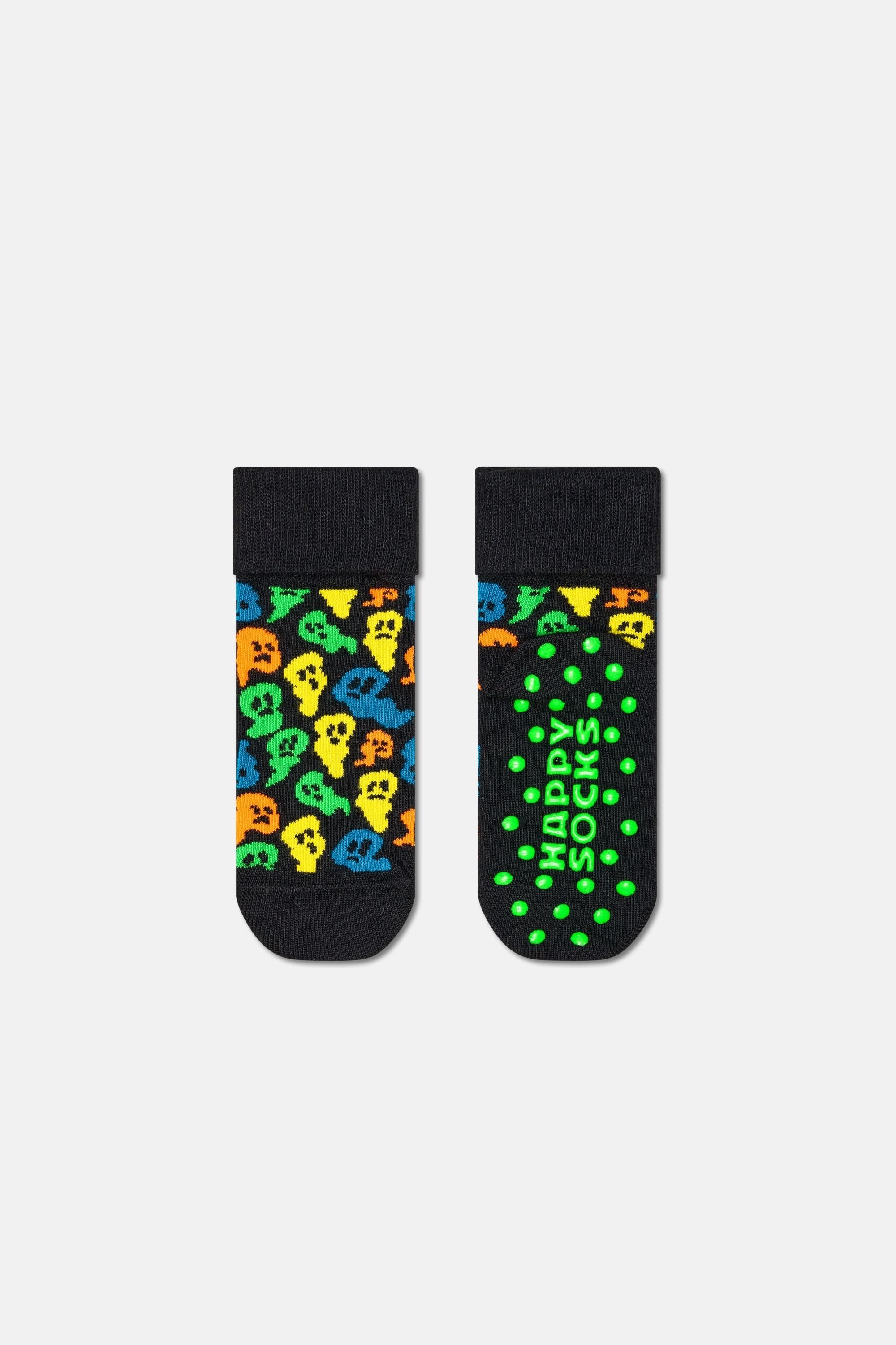 Happy Socks - Çocuk Siyah Hayalet Desenli Pamuklu Çorap