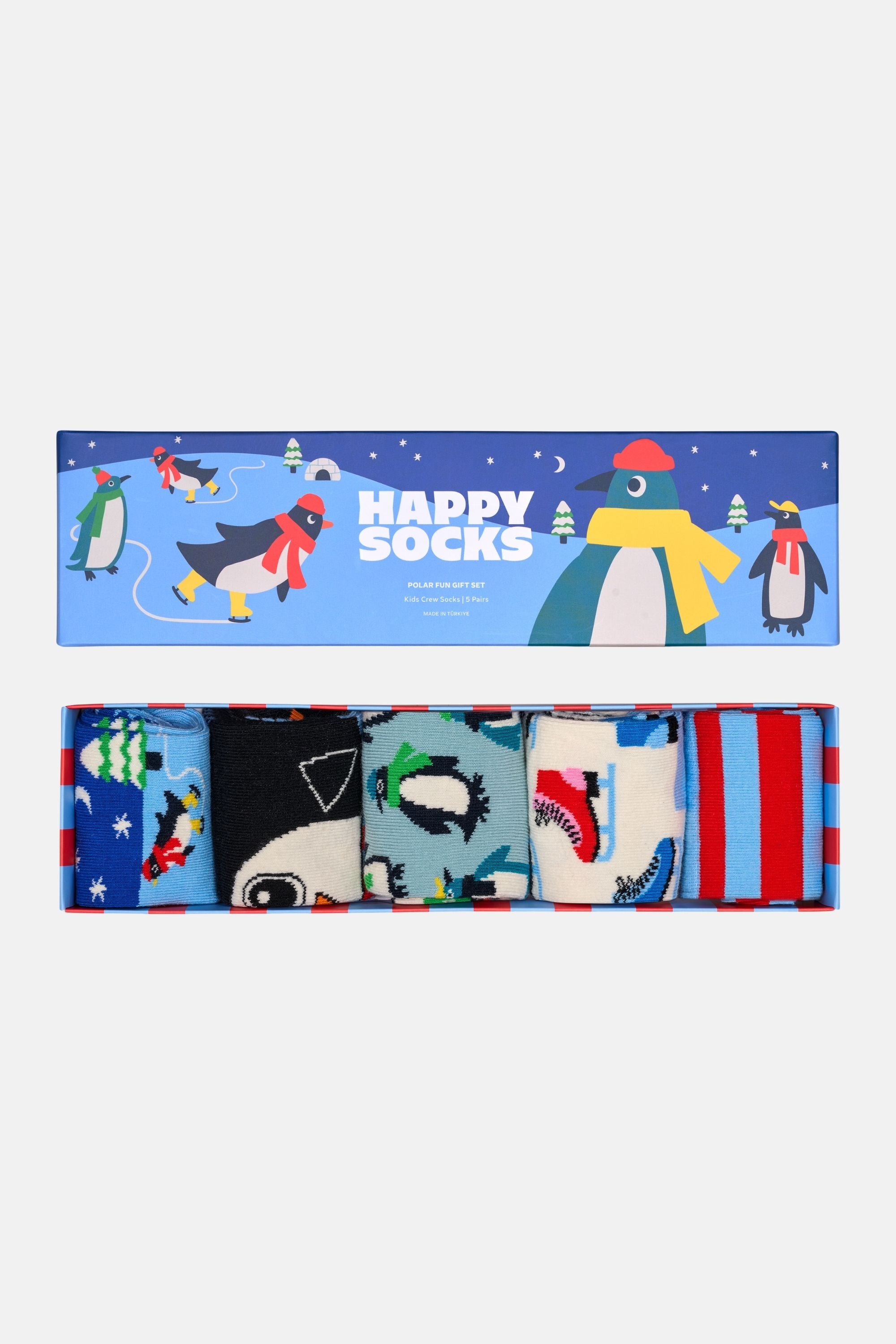 Happy Socks - Çocuk Çok Renkli Penguen Desenli 5'li Pamuklu Çorap Seti