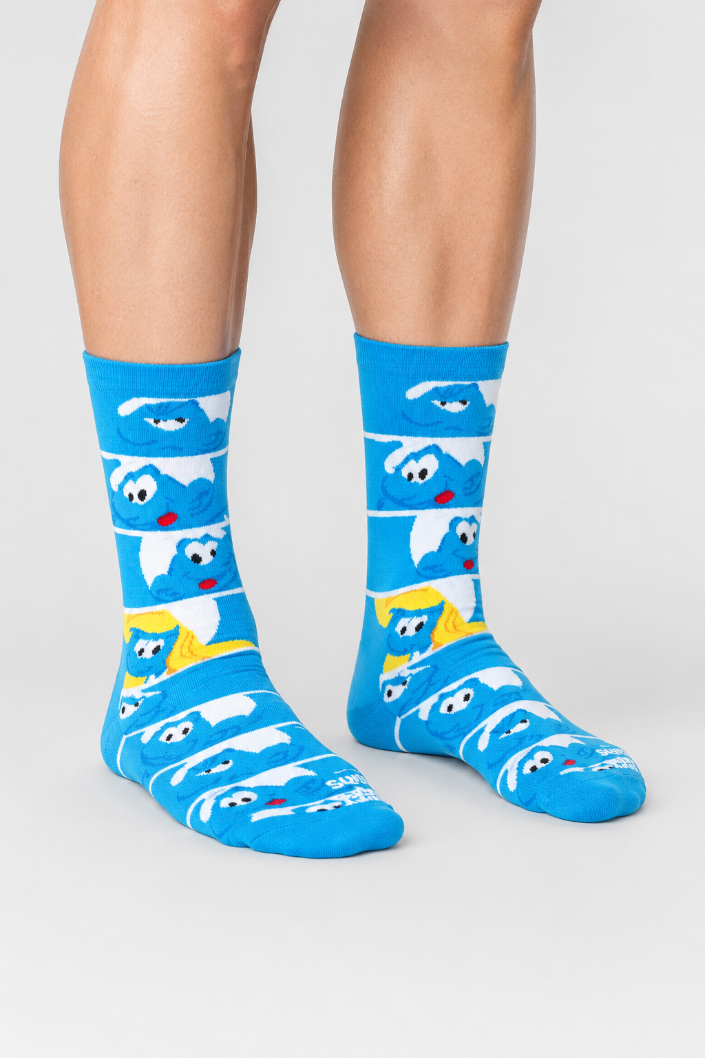 Happy Socks - Mavi Şirinler Desenli Pamuklu Çorap