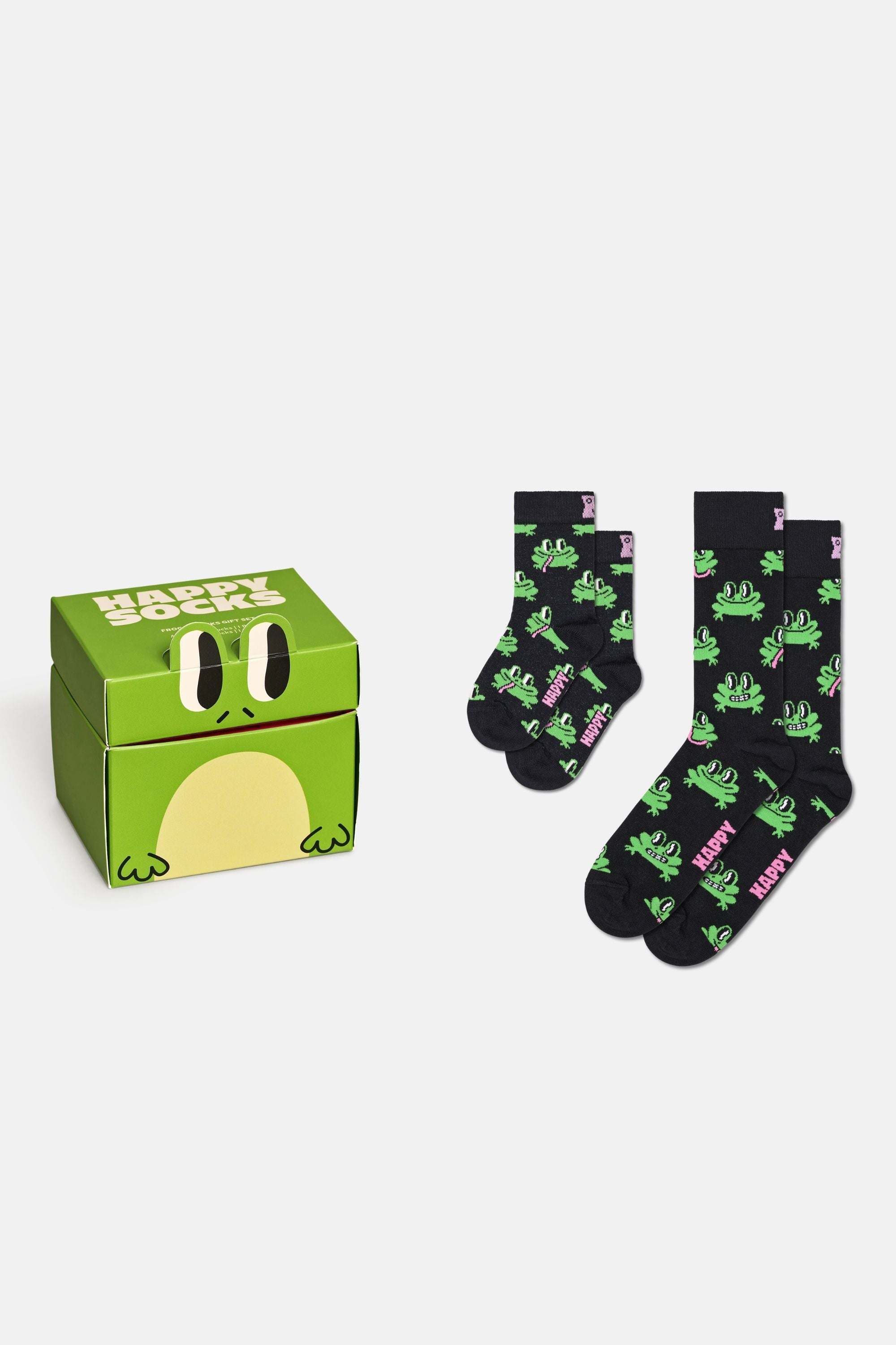 Happy Socks - Siyah Mini Me 2Li Kurbağa Desenli Pamuklu Çorap Seti