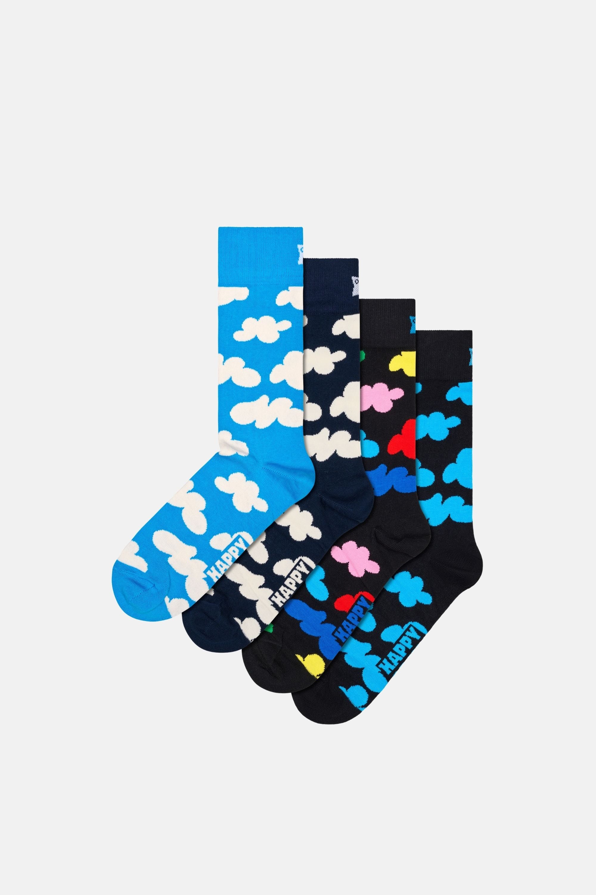 Happy Socks - Açık Mavi 4Lü Bulut Desenli Pamuklu Çorap Seti