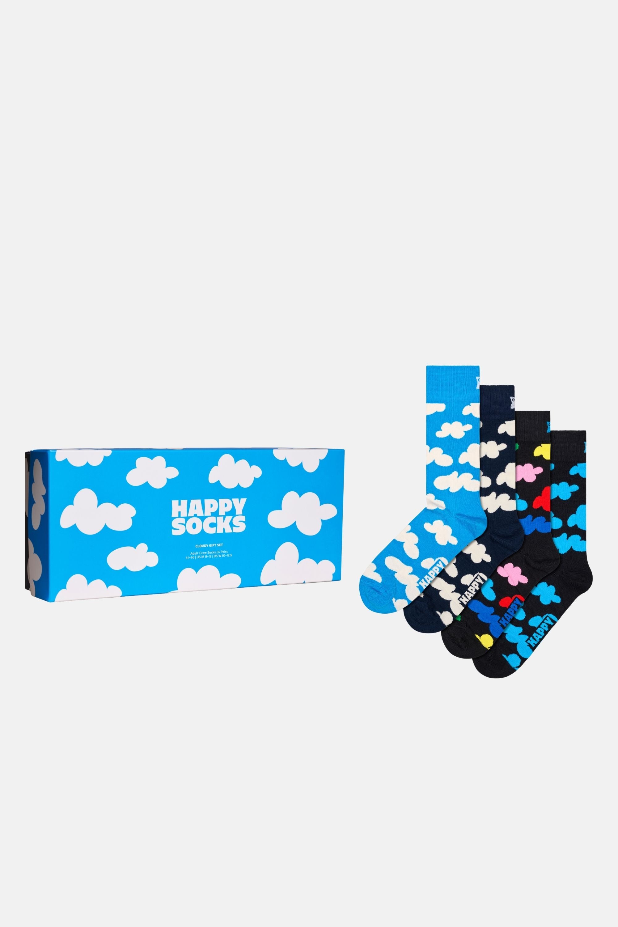 Happy Socks - Açık Mavi 4Lü Bulut Desenli Pamuklu Çorap Seti