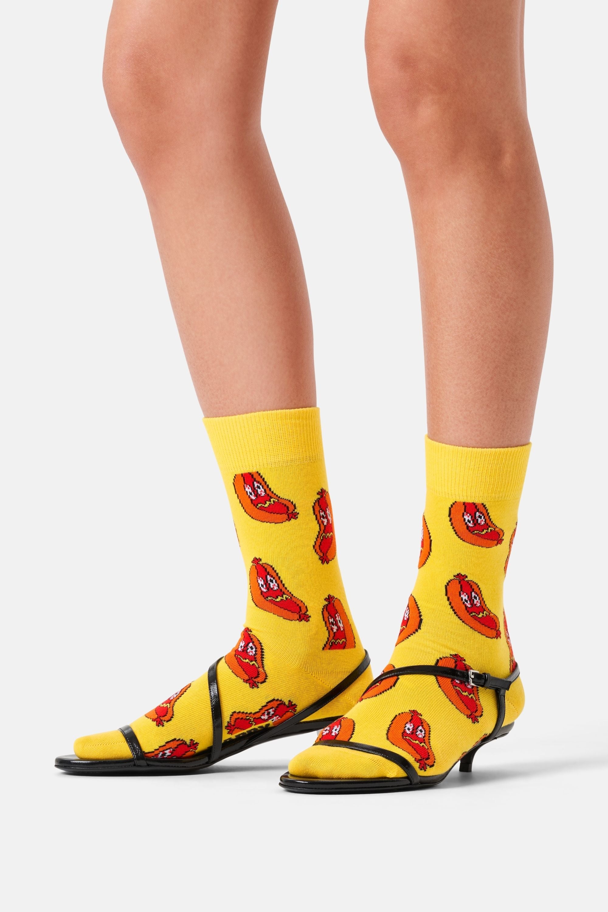 Happy Socks - Sarı Sosisli Sandviç Desenli Çorap