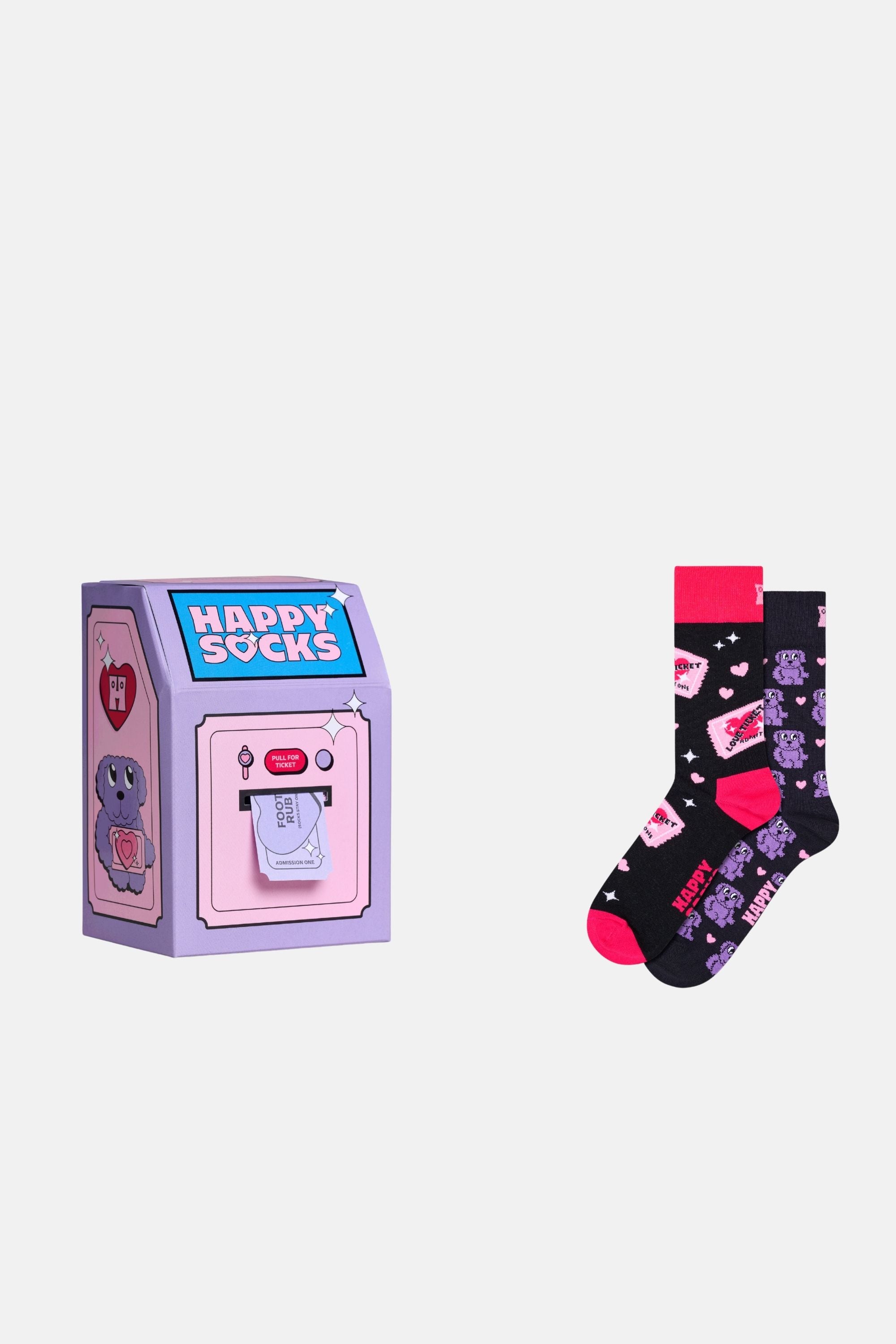 Happy Socks - Çok Renkli Bilet Ve Köpek Desenli 2Li Pamuklu Çorap Seti
