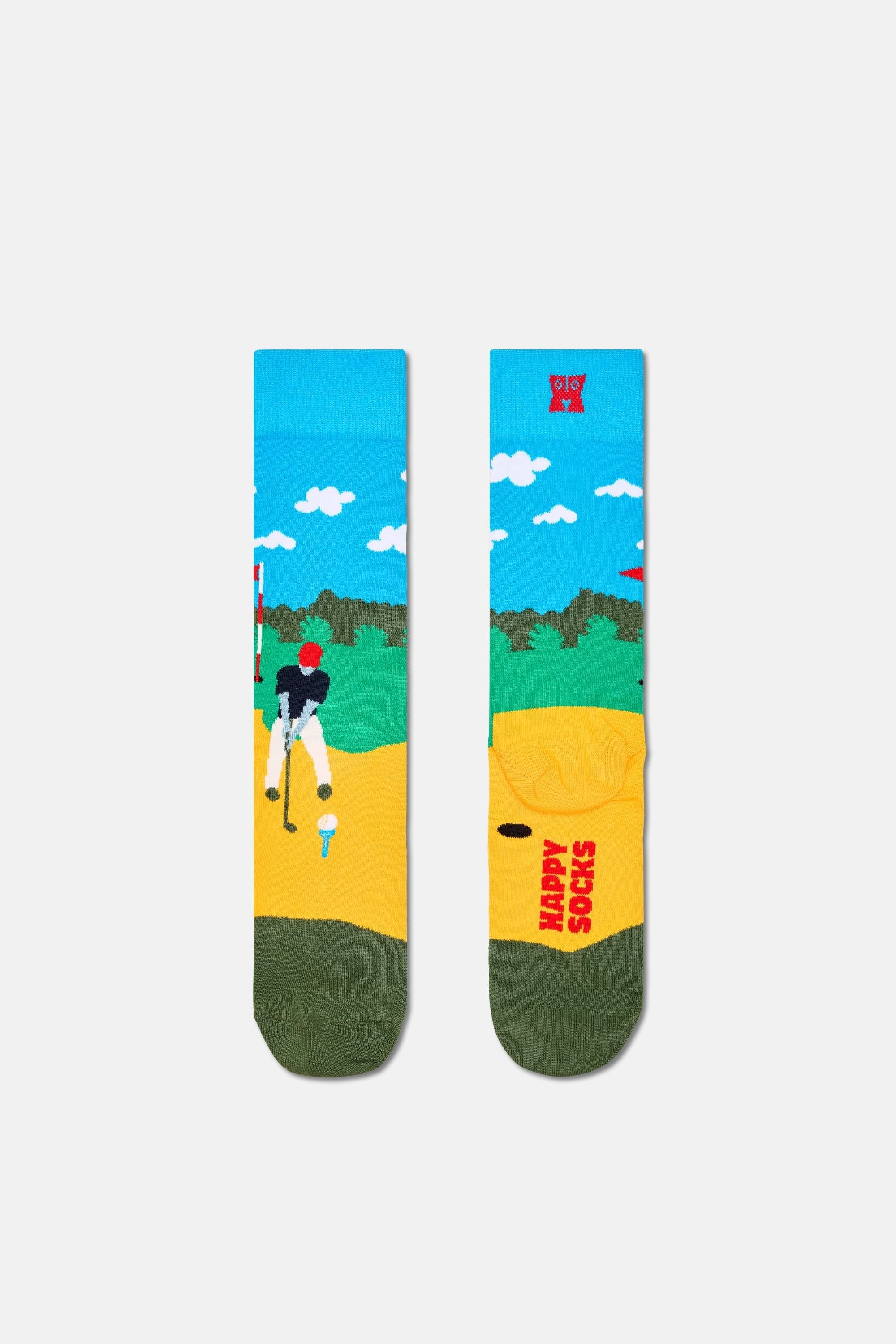 Happy Socks - Çok Renkli Golf Desenli 3Lü Pamuklu Çorap Seti
