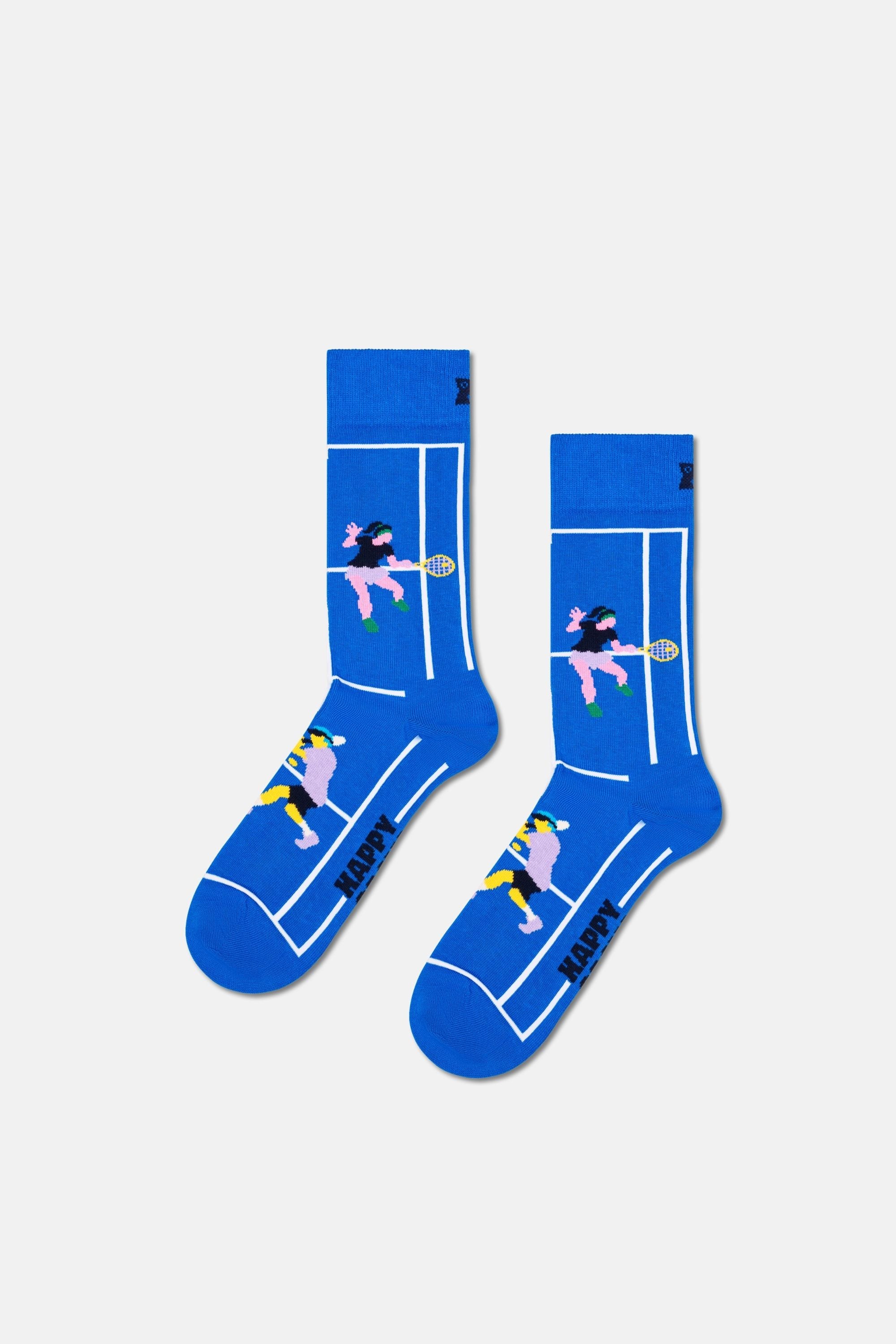 Happy Socks - Çok Renkli Tenis Desenli 3Lü Pamuklu Çorap Seti