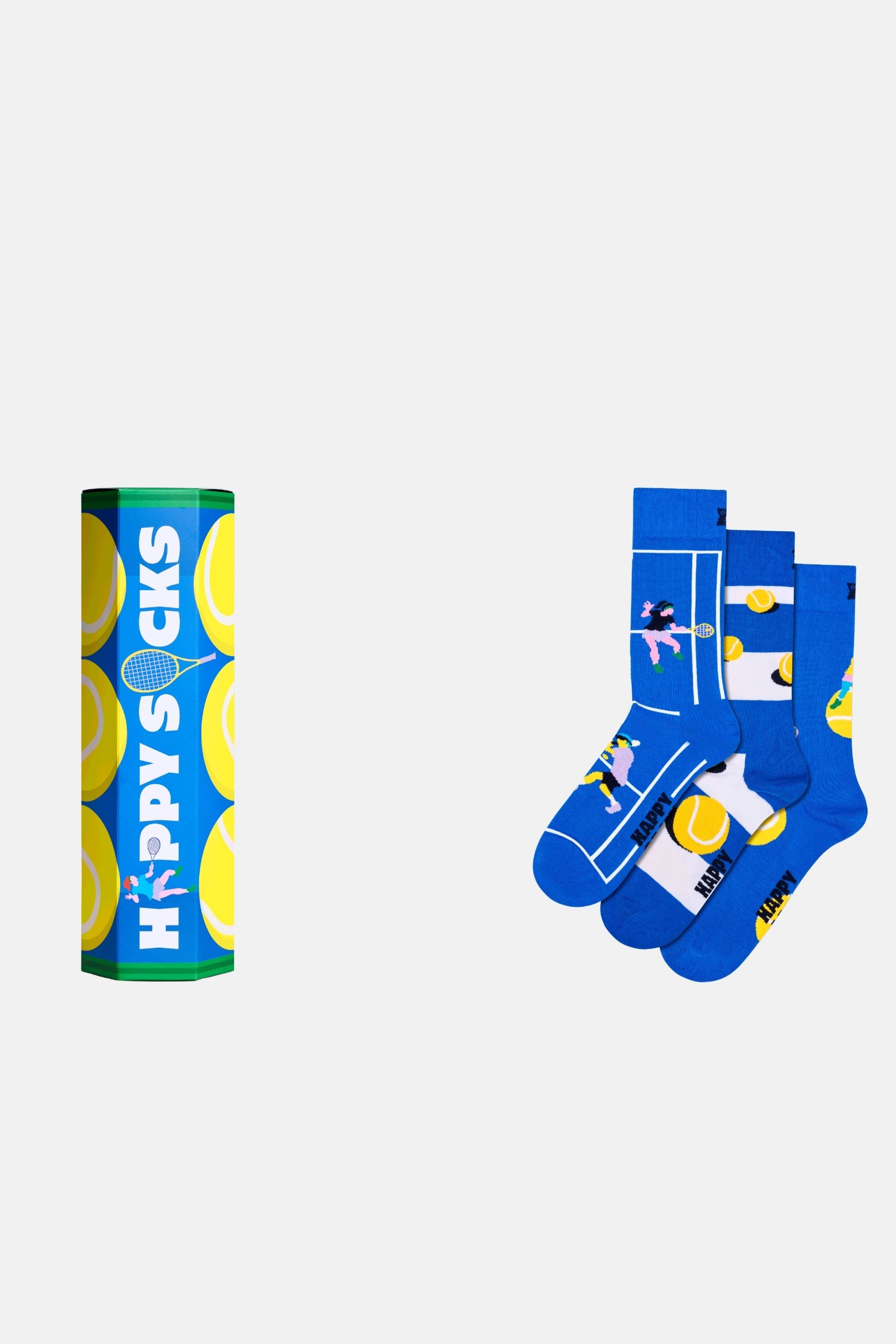 Happy Socks - Çok Renkli Tenis Desenli 3Lü Pamuklu Çorap Seti