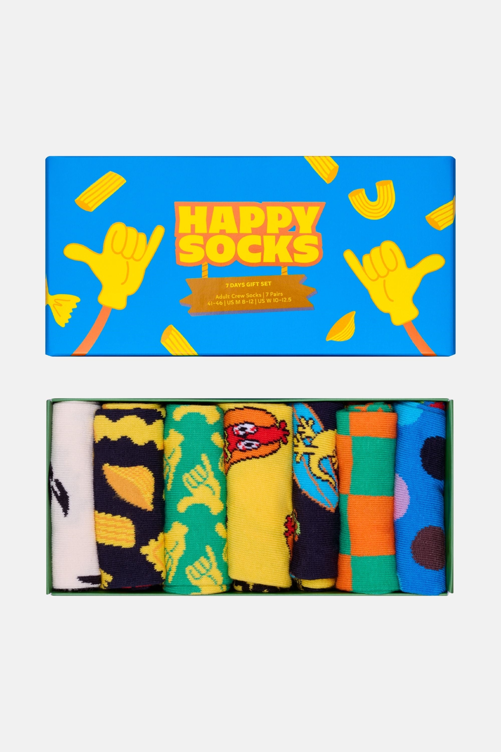 Happy Socks - Çok Renkli Karışık Desenli 7Li Pamuklu Çorap Seti