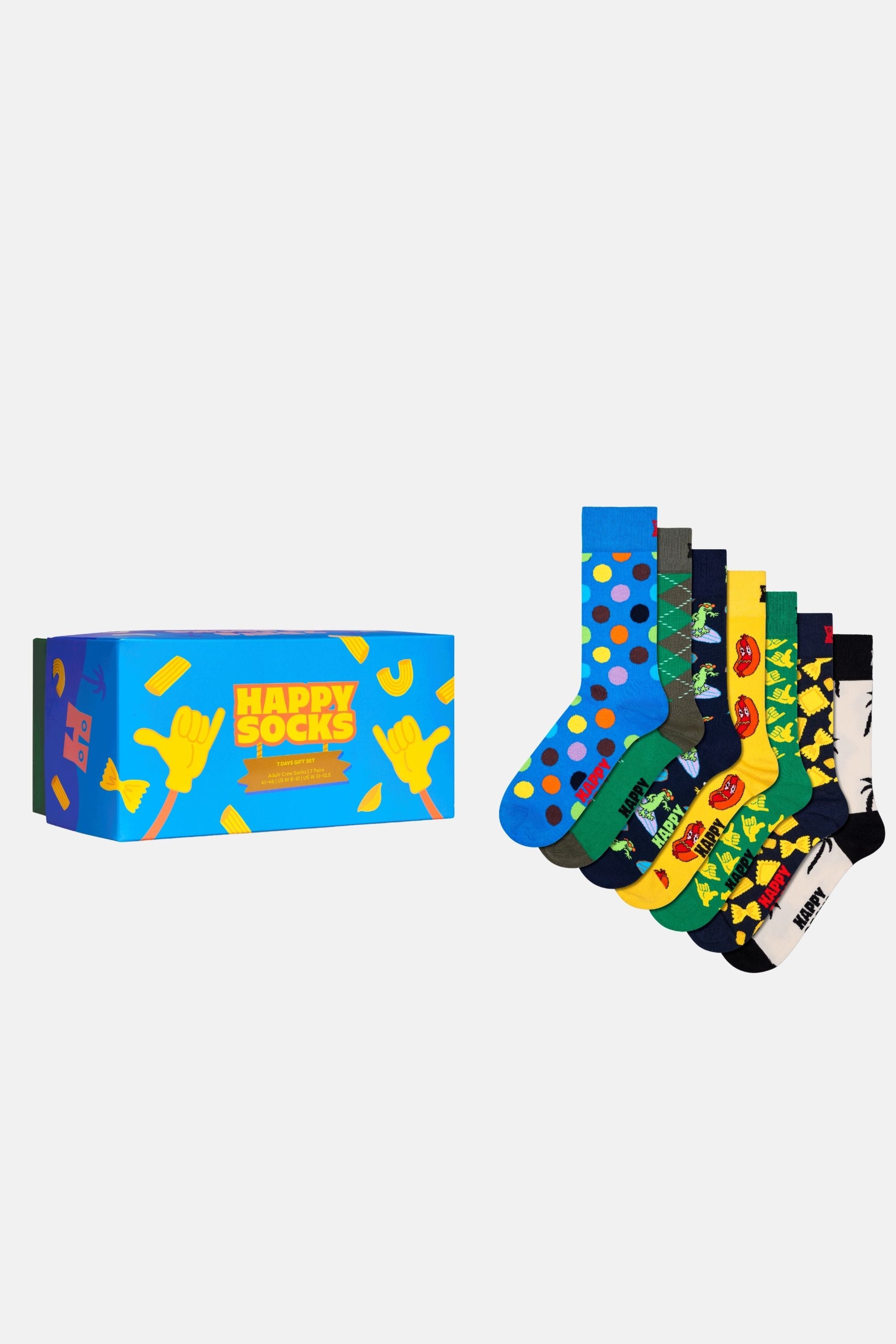 Happy Socks - Çok Renkli Karışık Desenli 7Li Pamuklu Çorap Seti