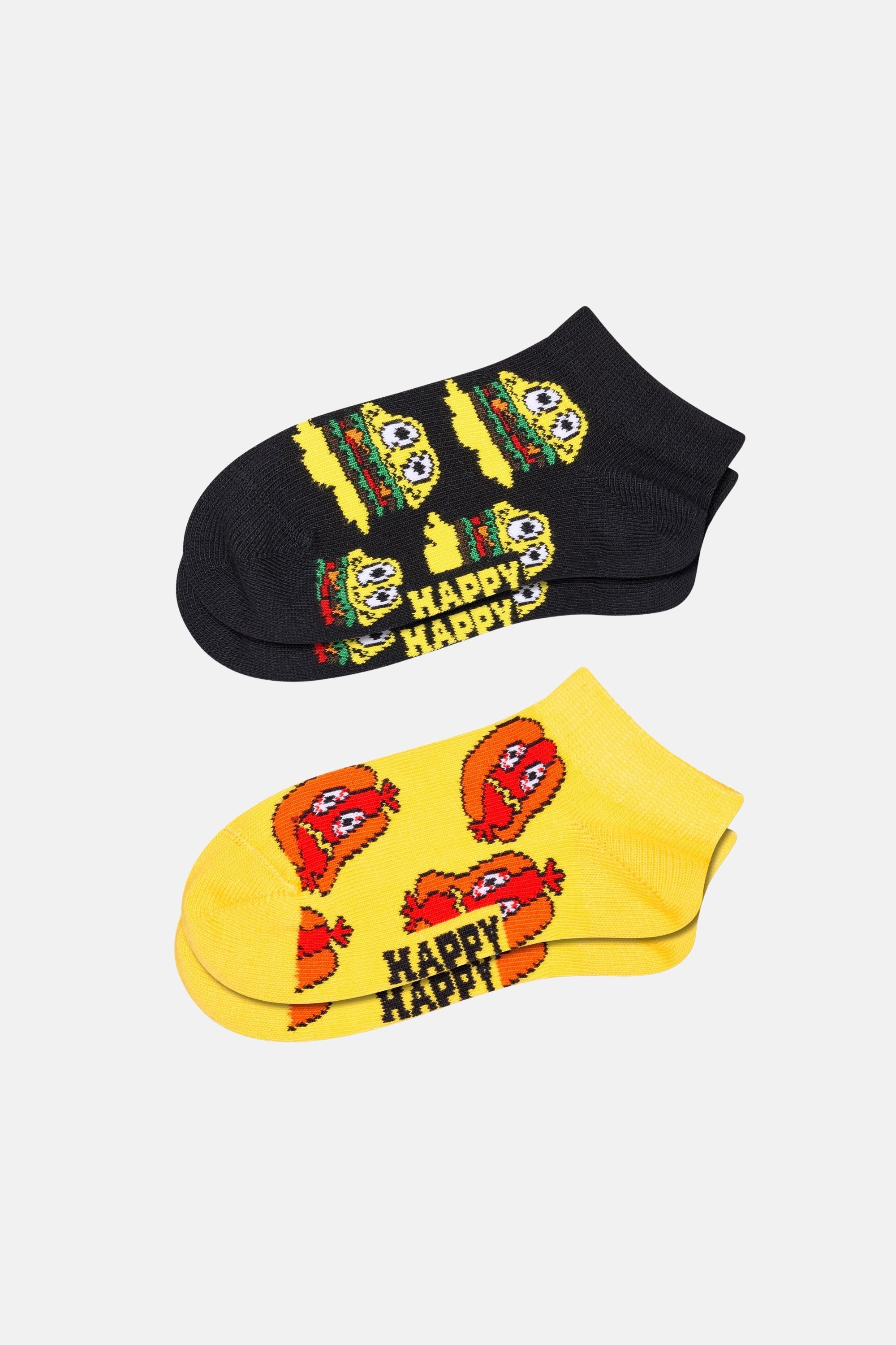 Happy Socks - Çocuk Hamburger Desenli 2'li Çorap Seti