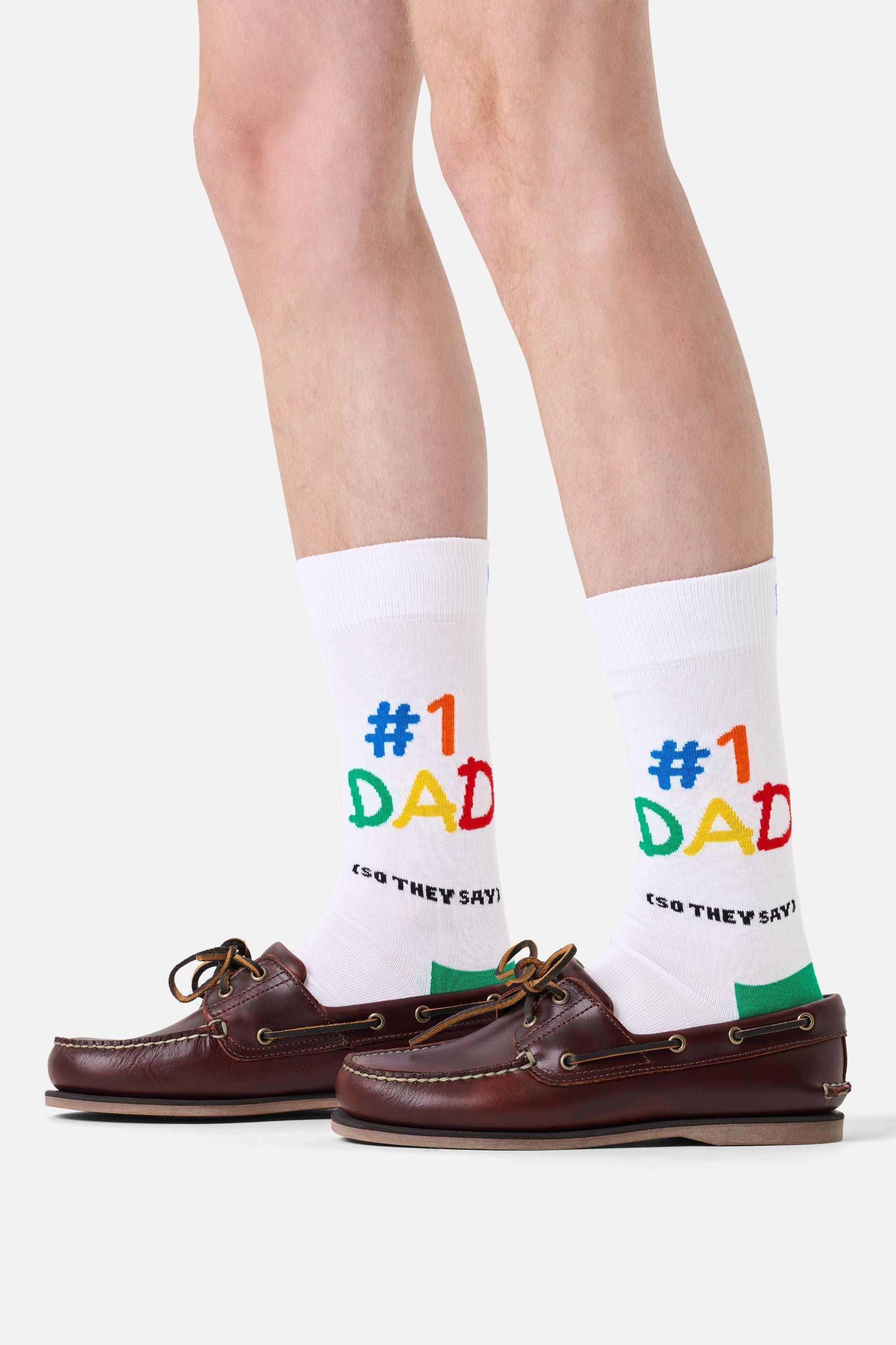 Happy Socks - Erkek Beyaz Baba Desenli Çorap