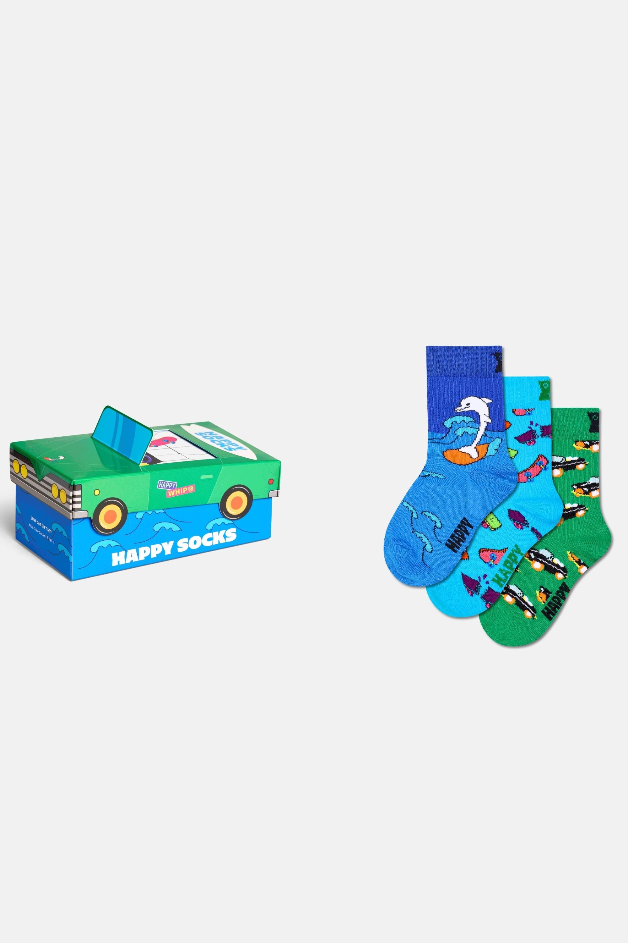 Happy Socks - Çocuk Yunus Desenli 3'lü Çorap Hediye Seti
