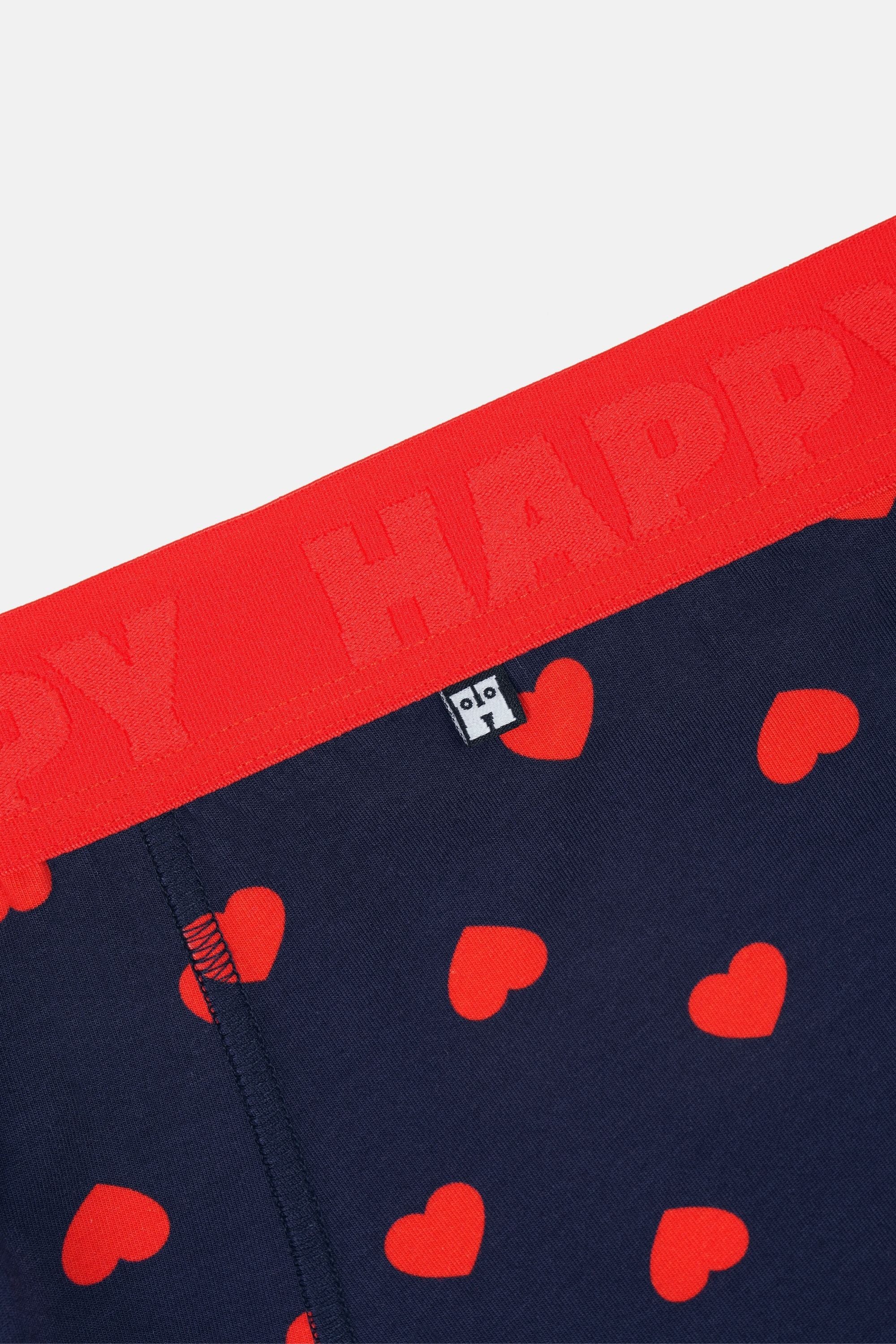 Happy Socks - Lacivert Kalp Desenli Boxer
