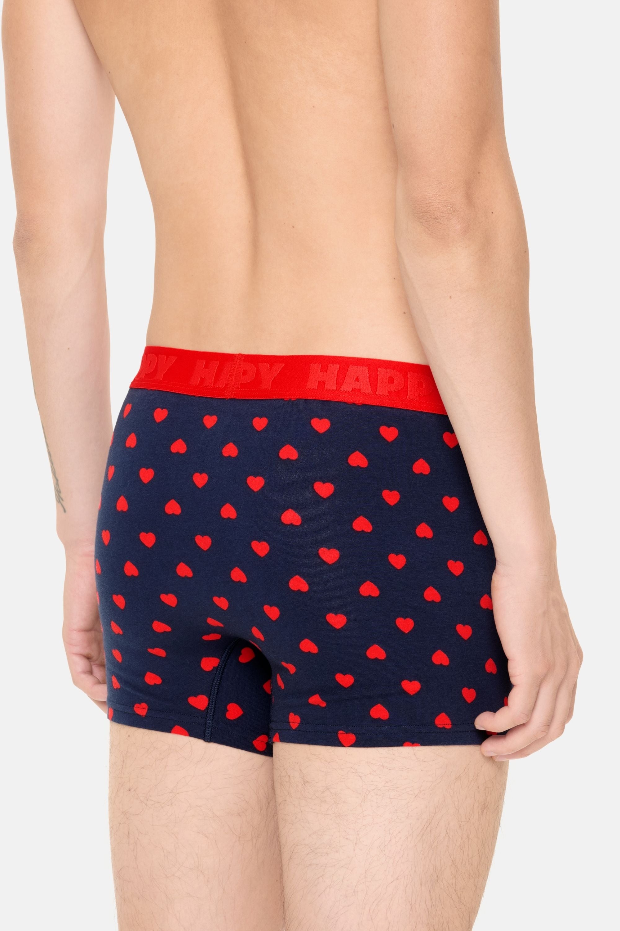 Happy Socks - Lacivert Kalp Desenli Boxer