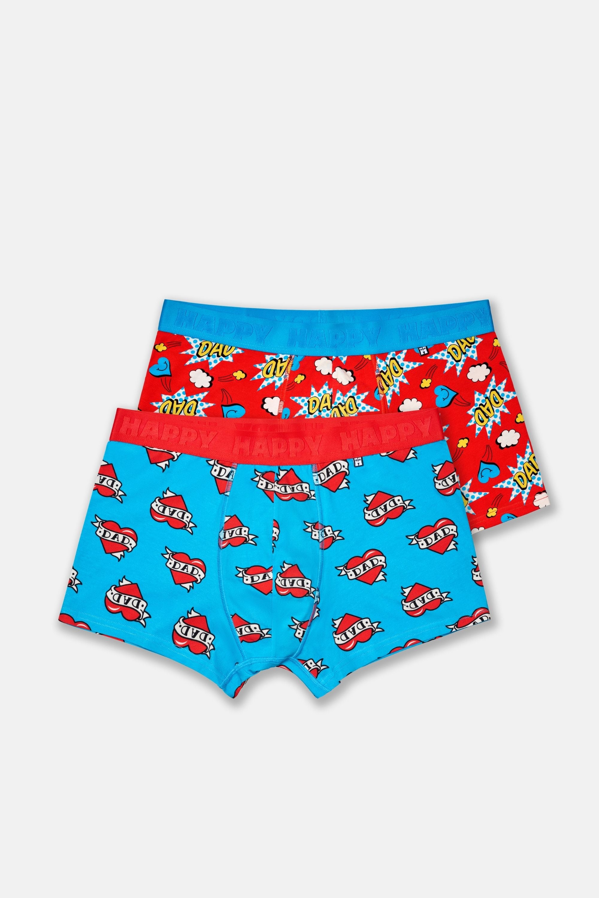 Happy Socks - Çok Renkli Süper Baba Temalı 2Li Boxer Seti