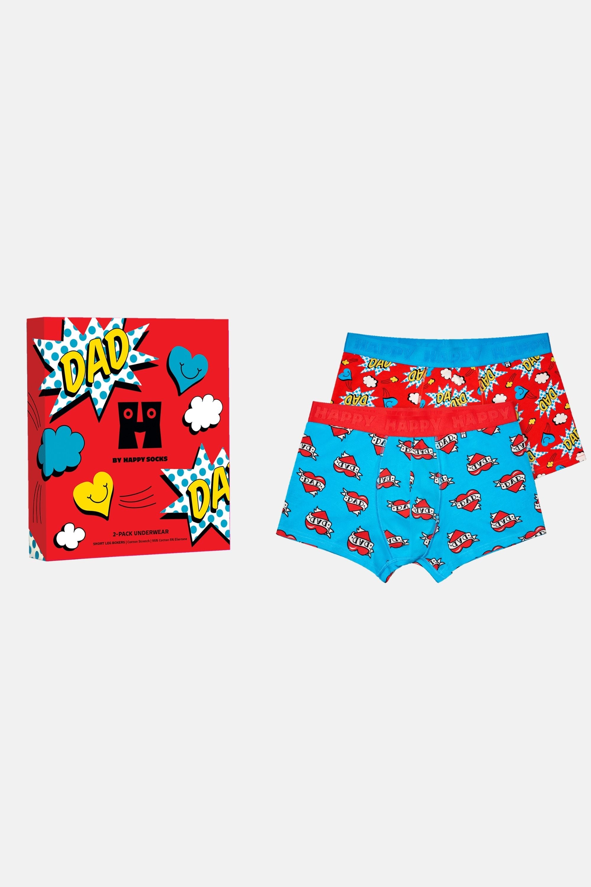 Happy Socks - Çok Renkli Süper Baba Temalı 2Li Boxer Seti