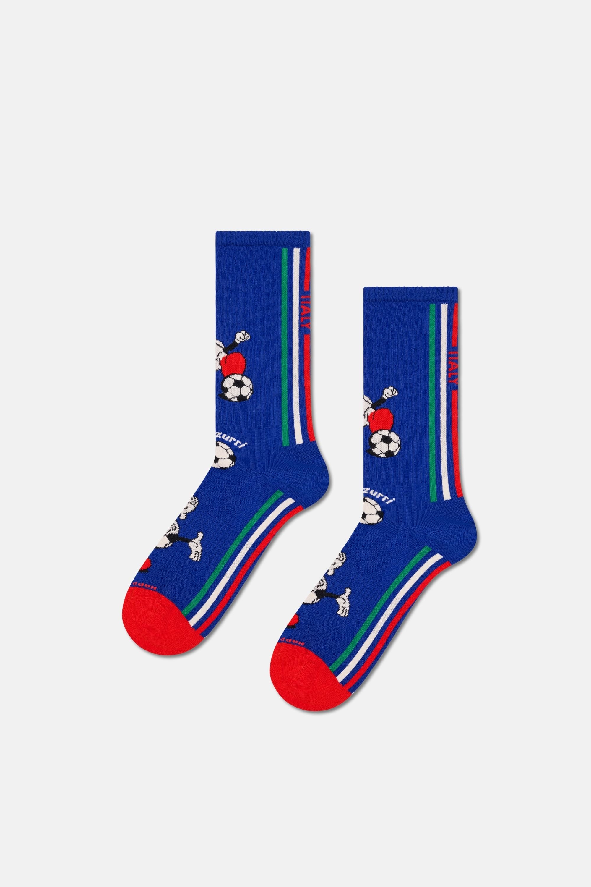 Happy Socks - Erkek Mavi Dünya Kupası İtalya Temalı Sneaker Çorap