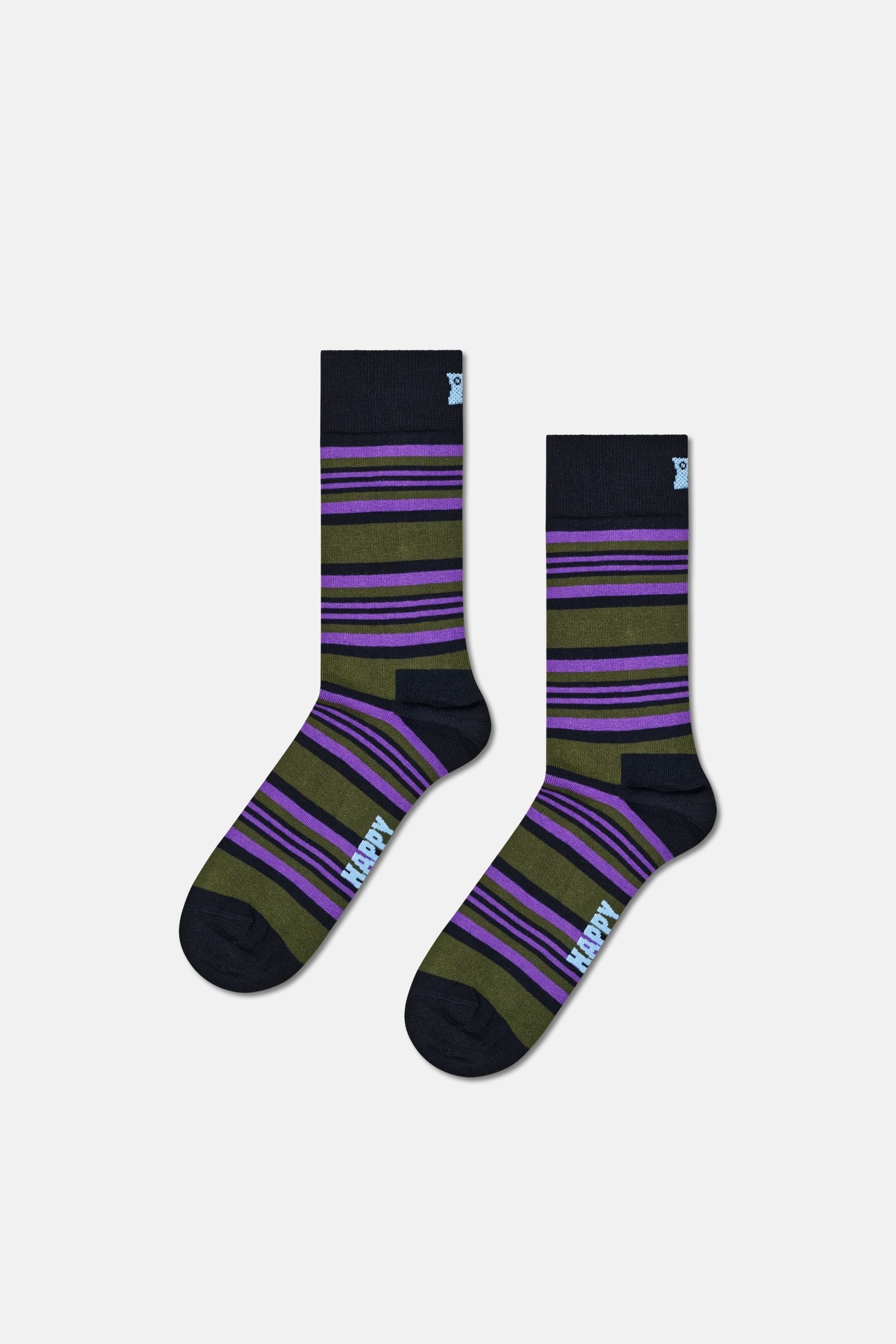 Happy Socks - Çok Renkli Çizgi Desenli 3Lü Pamuklu Çorap Seti