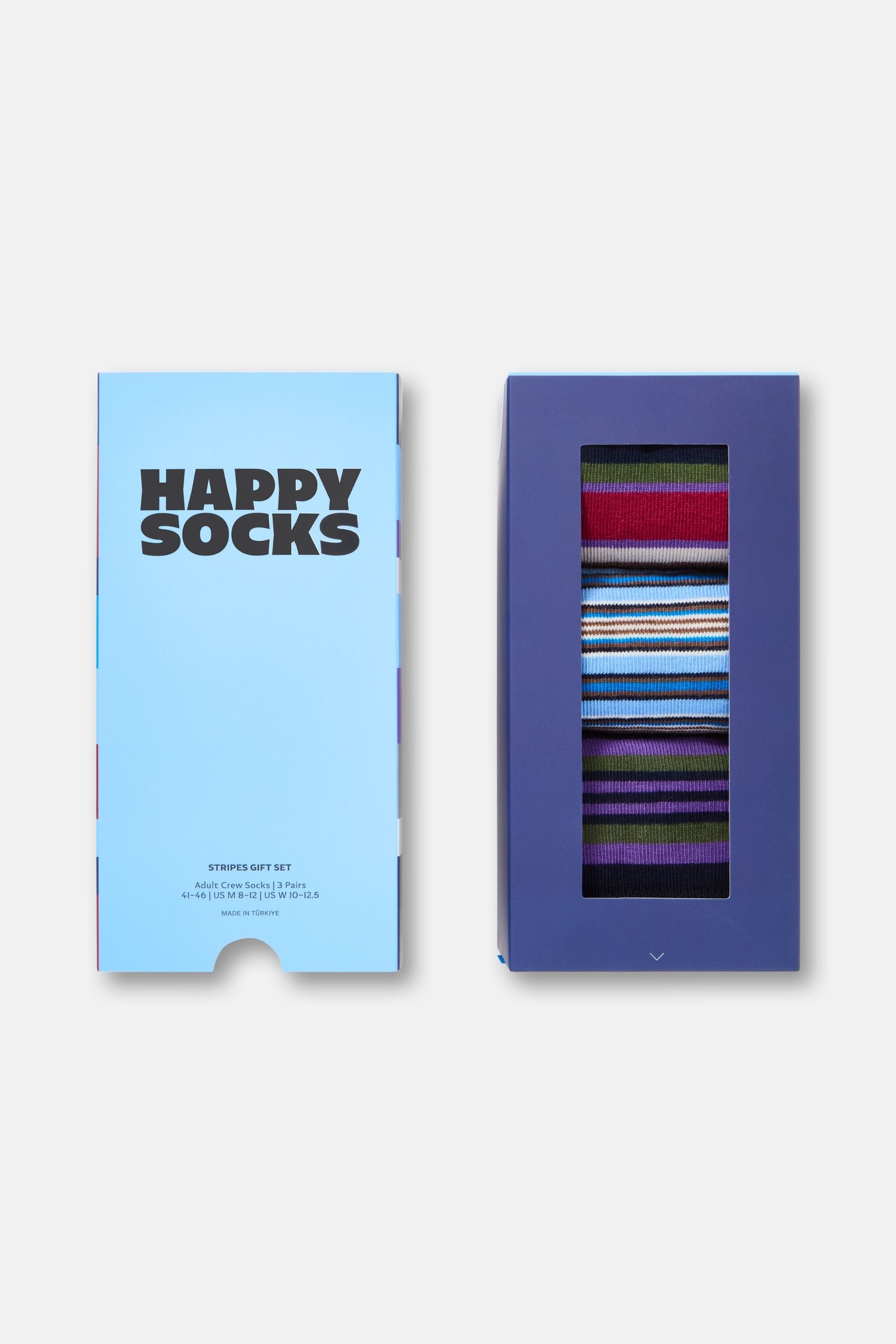 Happy Socks - Çok Renkli Çizgi Desenli 3Lü Pamuklu Çorap Seti