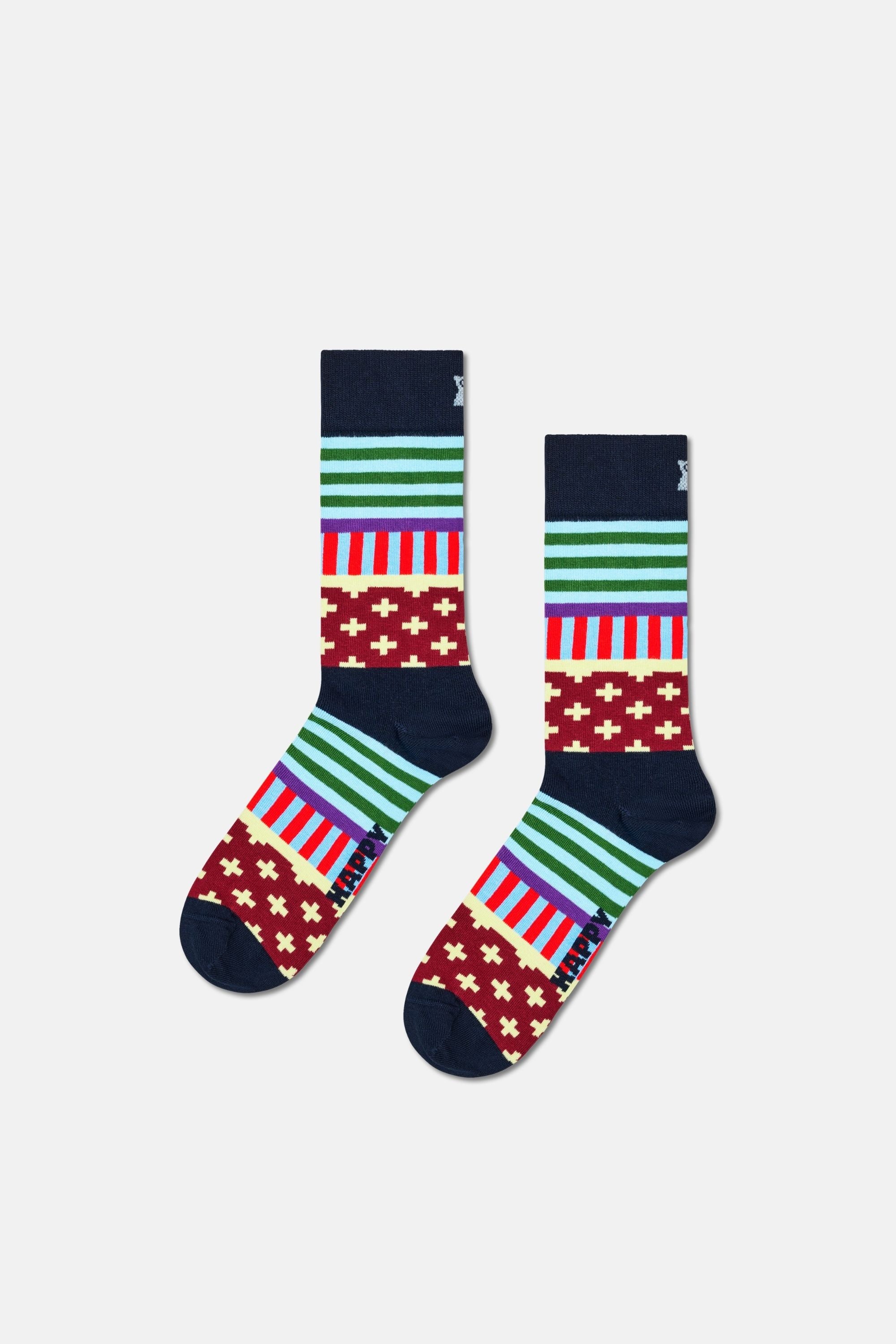 Happy Socks - Çok Renkli Karışık Desenli 3Lü Pamuklu Çorap Seti