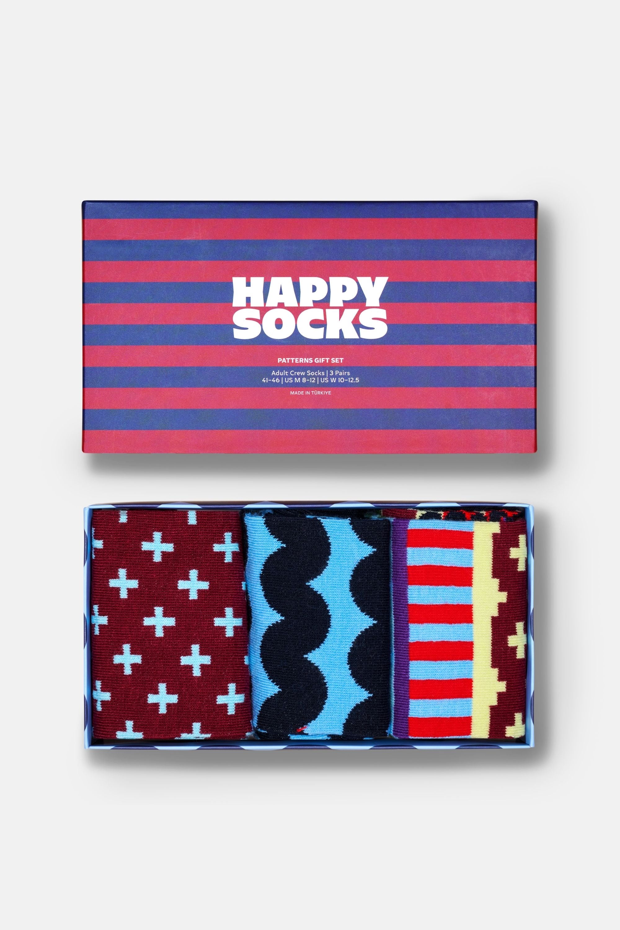 Happy Socks - Çok Renkli Karışık Desenli 3Lü Pamuklu Çorap Seti