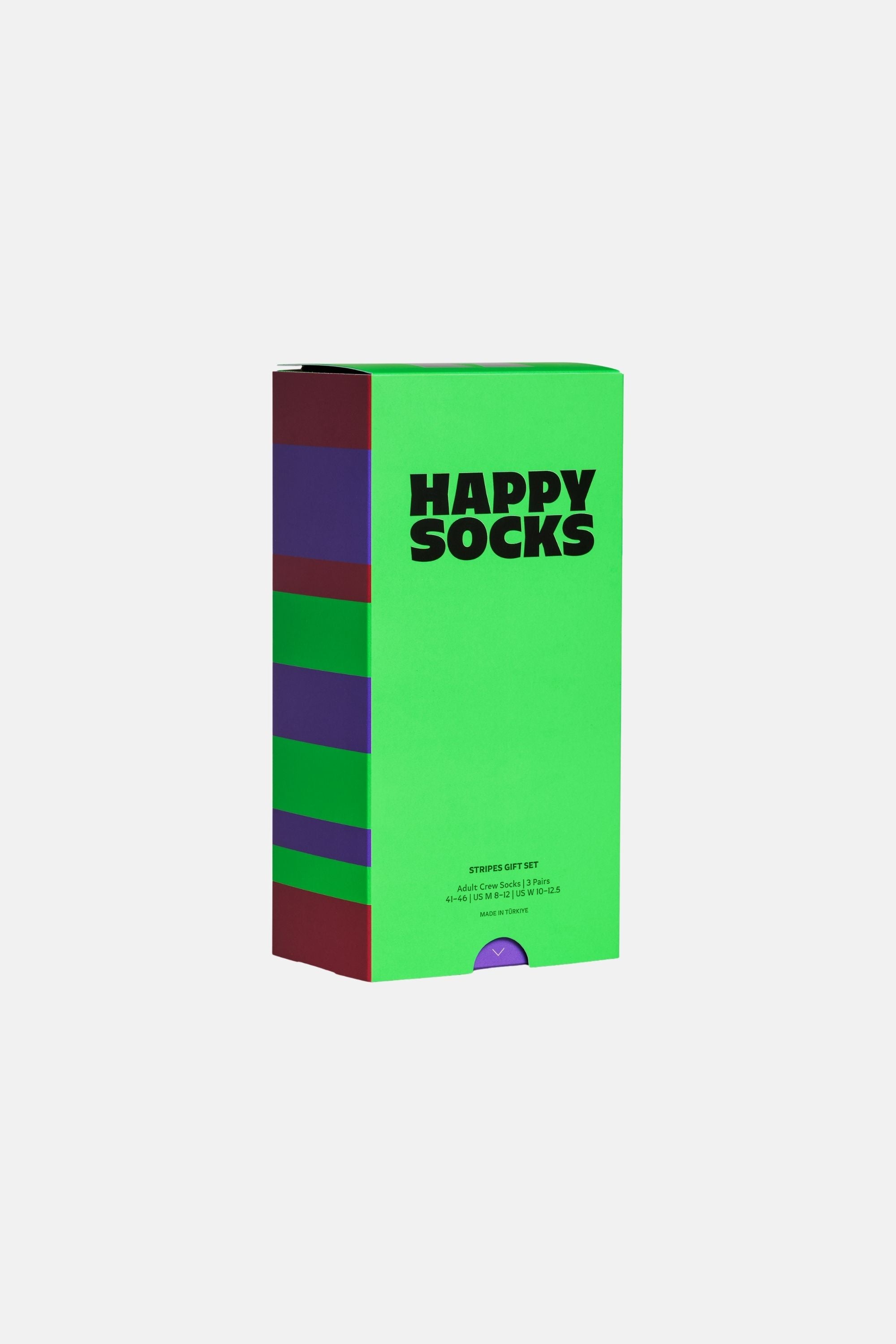 Happy Socks - Çok Renkli Çizgi Desenli 3Lü Pamuklu Çorap Seti