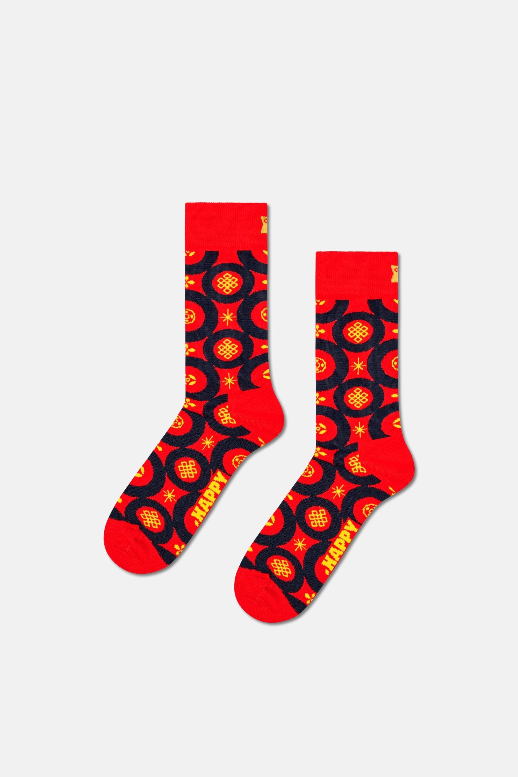 Happy Socks - Kırmızı Boğa Desenli 3Lü Pamuklu Çorap Seti
