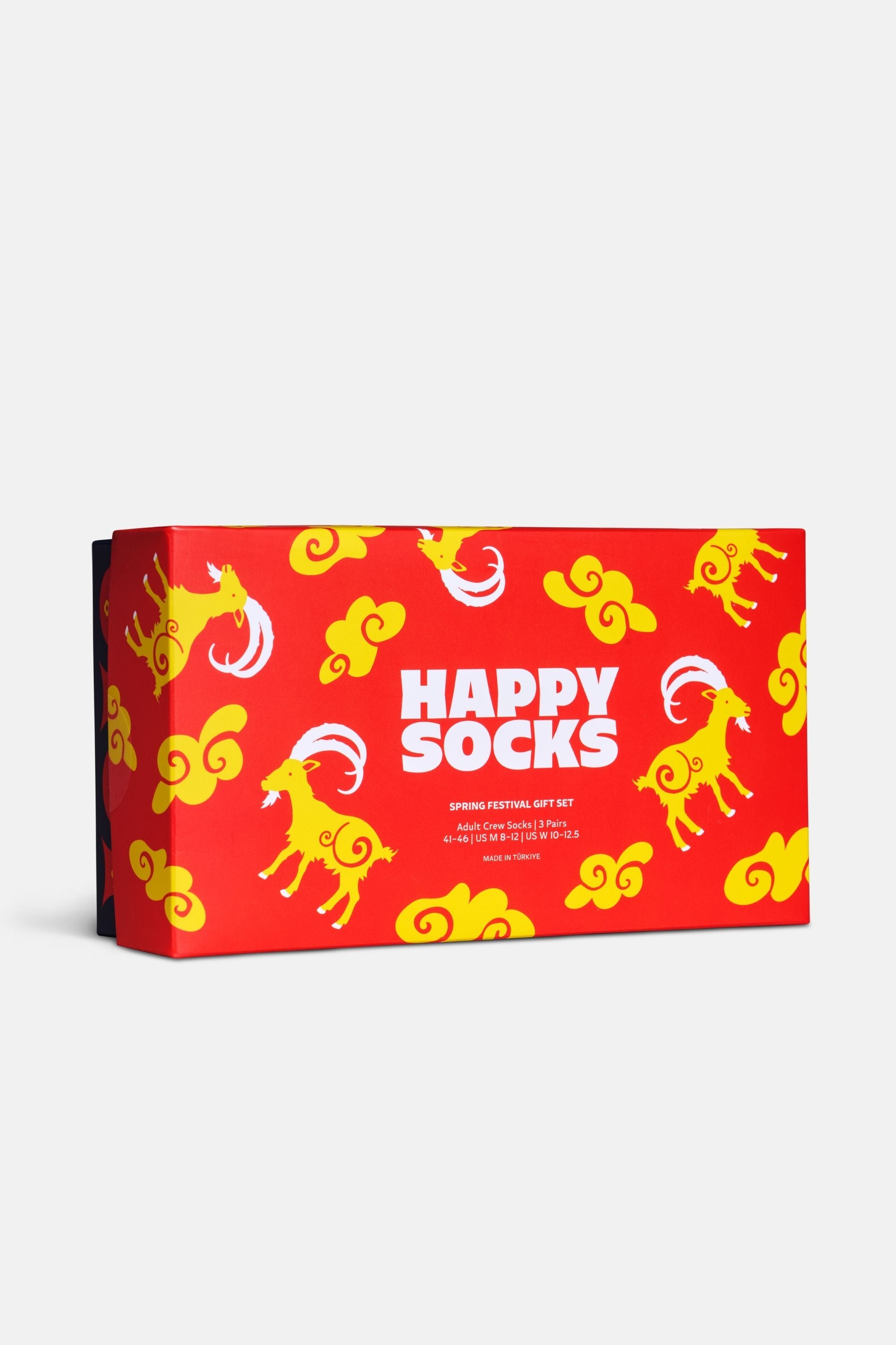 Happy Socks - Kırmızı Boğa Desenli 3Lü Pamuklu Çorap Seti