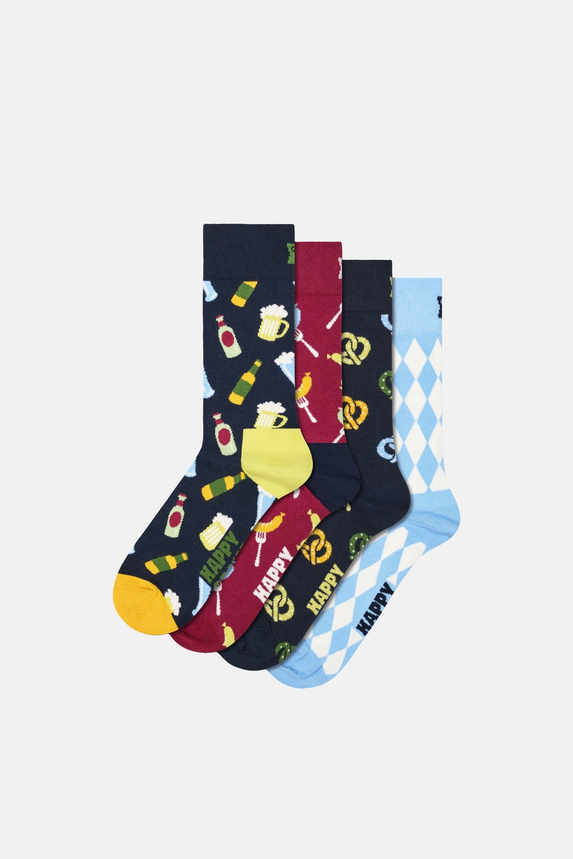Happy Socks - Çok Renkli Bagel Desenli 4Lü Pamuklu Çorap Seti