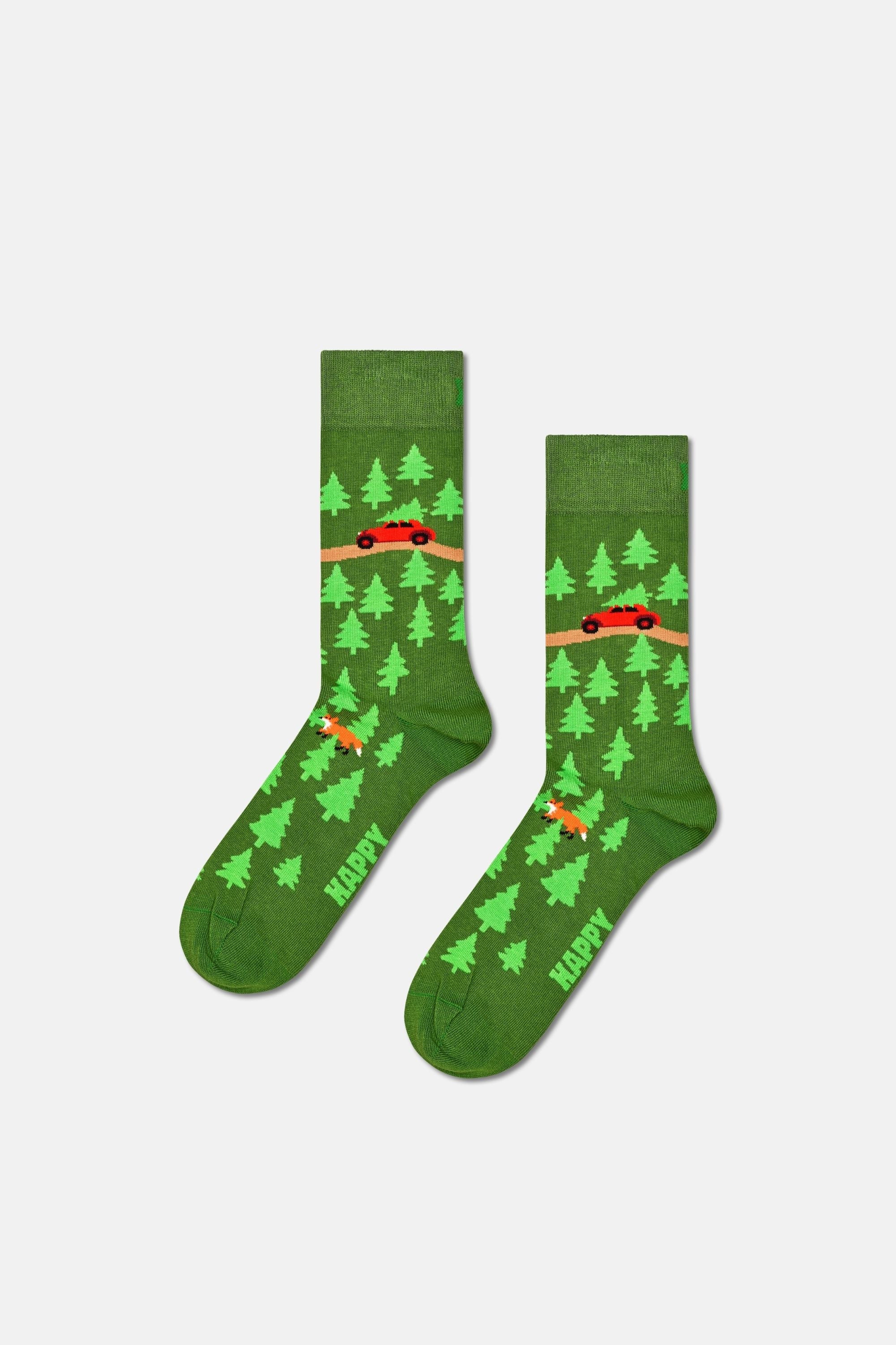 Happy Socks - Çok Renkli Doğa Desenli 3Lü Pamuklu Çorap Seti