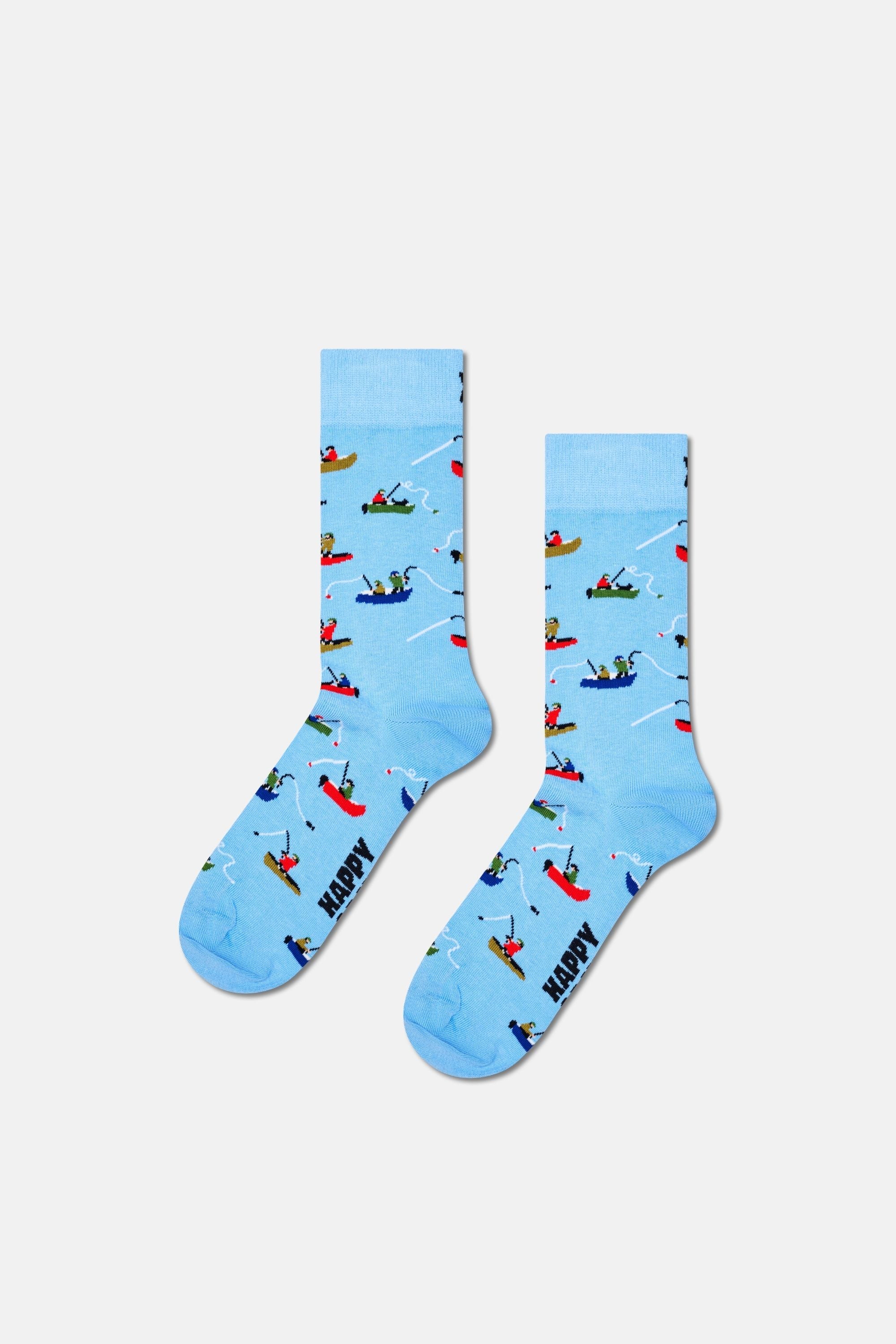 Happy Socks - Çok Renkli Balık Desenli 3Lü Pamuklu Çorap Seti